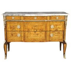 Superb Bright Bronze Ormolu French Louis XV Marble Top Commode Chest 