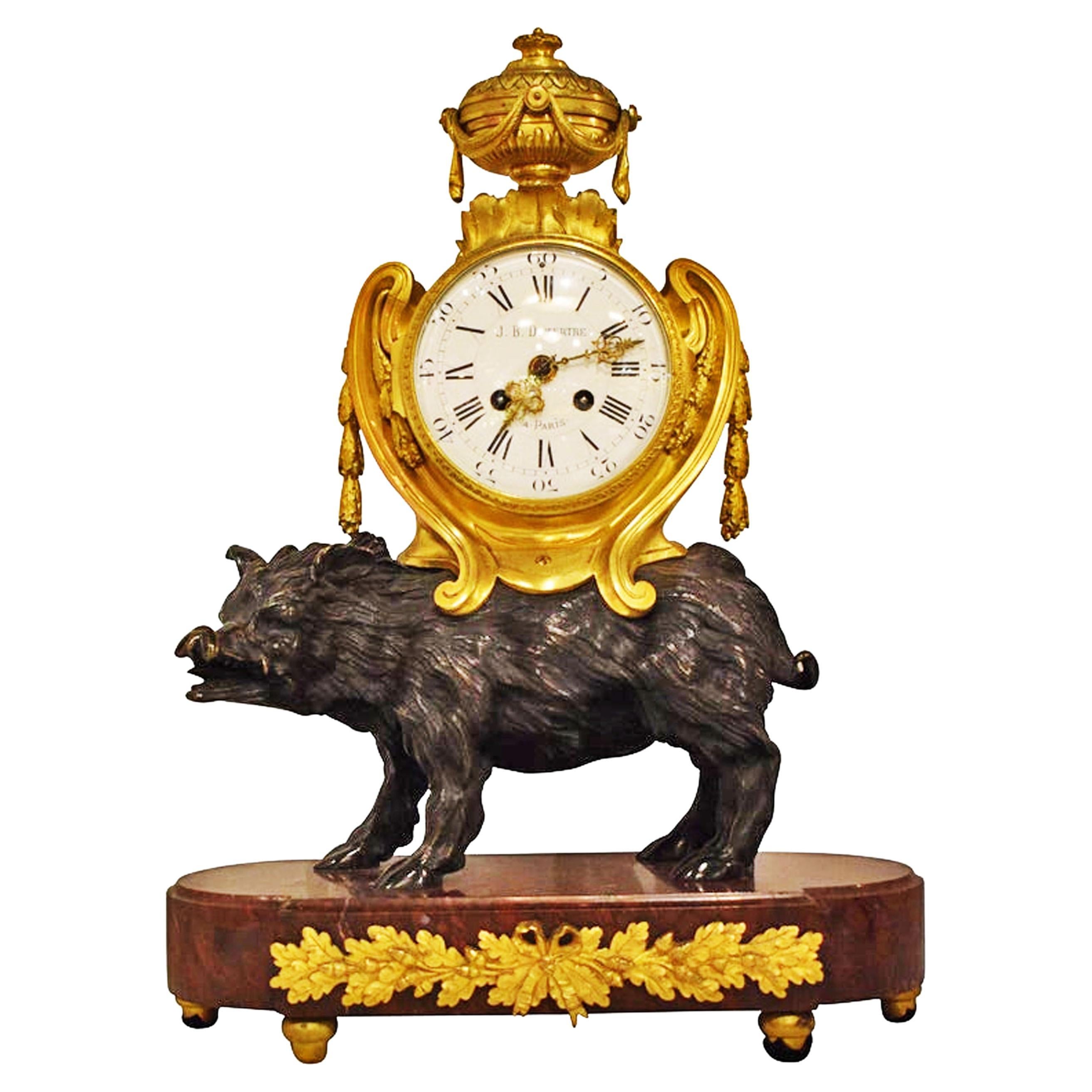 Magnífico reloj de manto de bronce y mármol