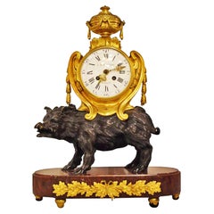 Superb Bronze and Marble Mantle Clock