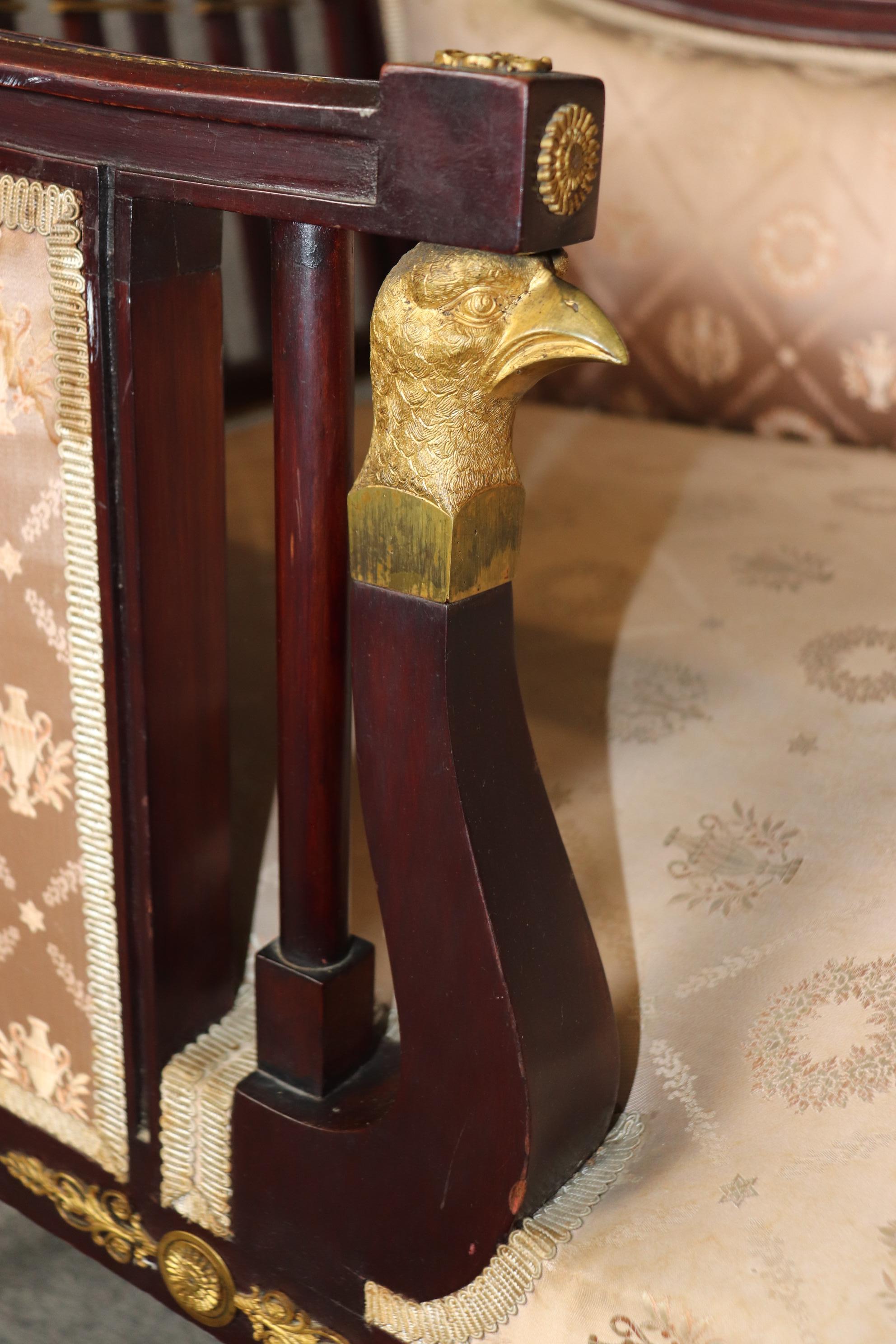 Superb Bronze Mounted Eagle French Empire Mahogany Empire Daybed Chaise For Sale 6