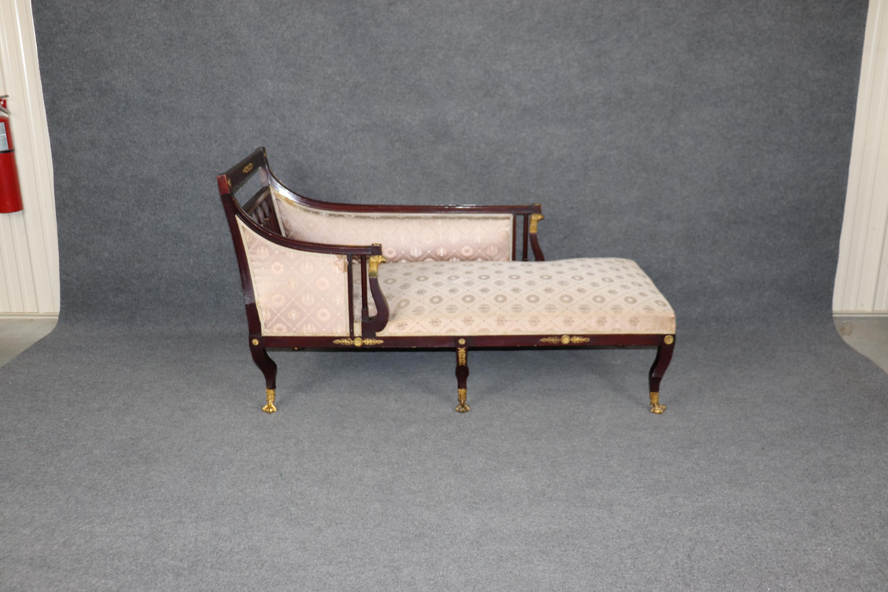 Superb Bronze Mounted Eagle French Empire Mahogany Empire Daybed Chaise For Sale 1