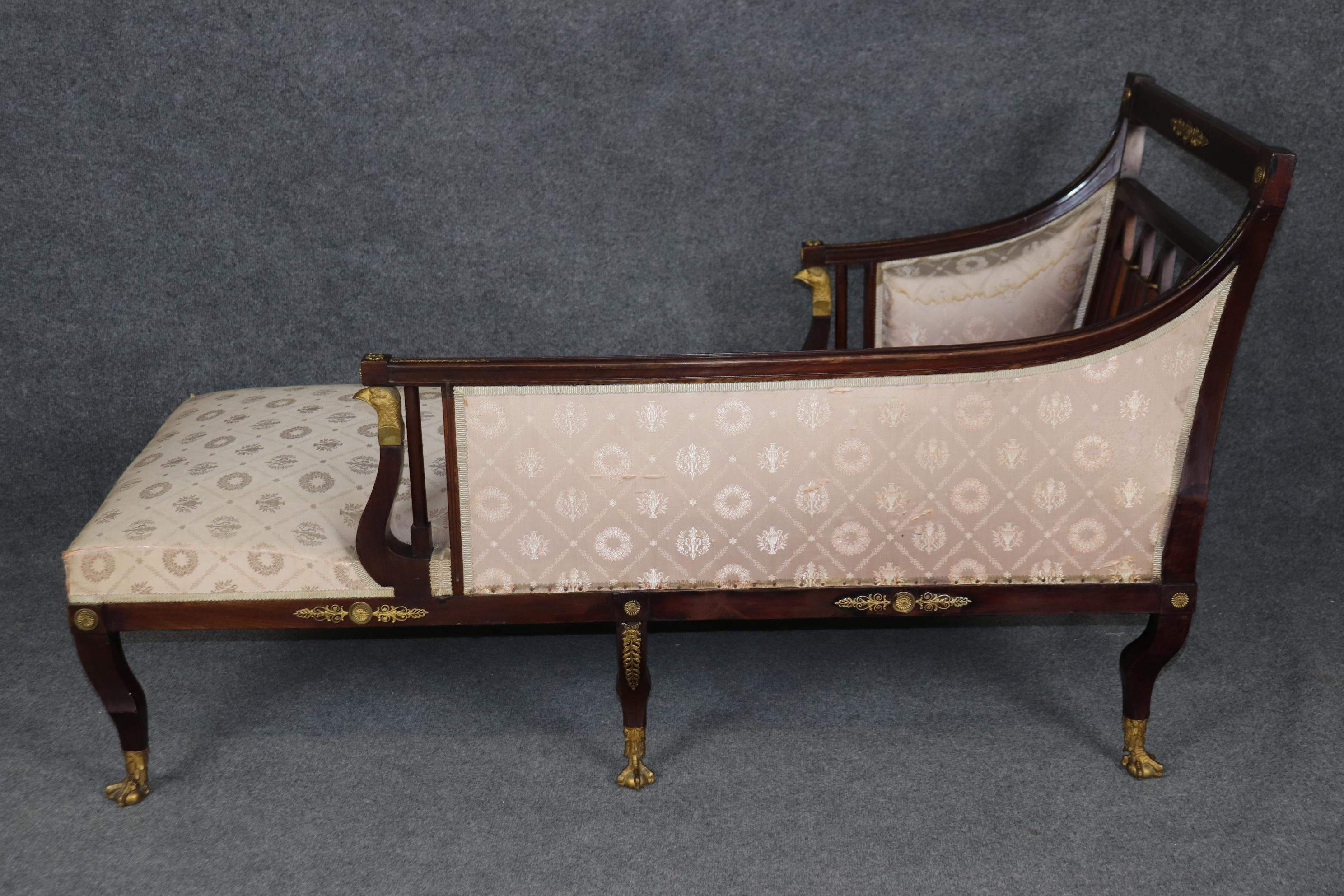 Superb Bronze Mounted Eagle French Empire Mahogany Empire Daybed Chaise For Sale 3