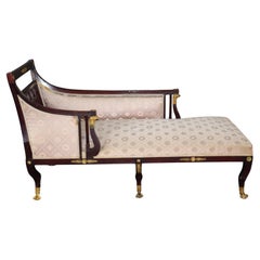 Espléndido Águila Montada Bronce Imperio Francés Caoba Imperio Chaise Daybed