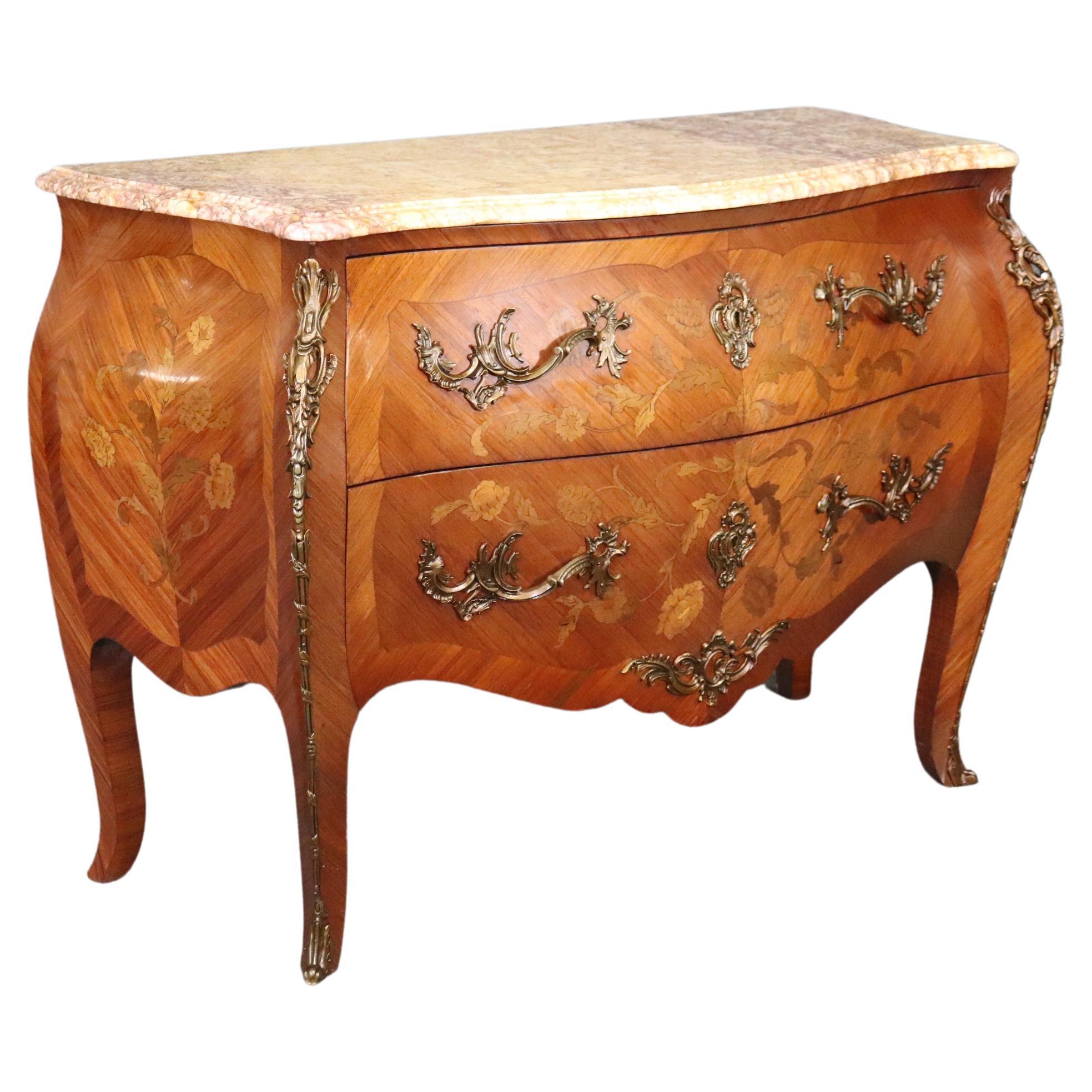 Superb Bronze Mounted French Louis XV Marble Top Commode, circa 1900