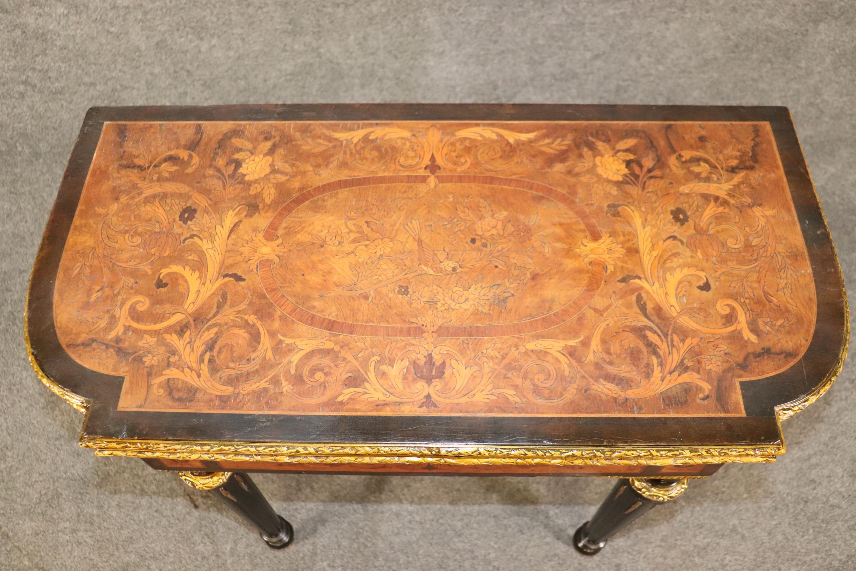 Superb Bronze Mounted Inlaid Walnut Ebonized French Games Table Circa 1870 In Good Condition For Sale In Swedesboro, NJ