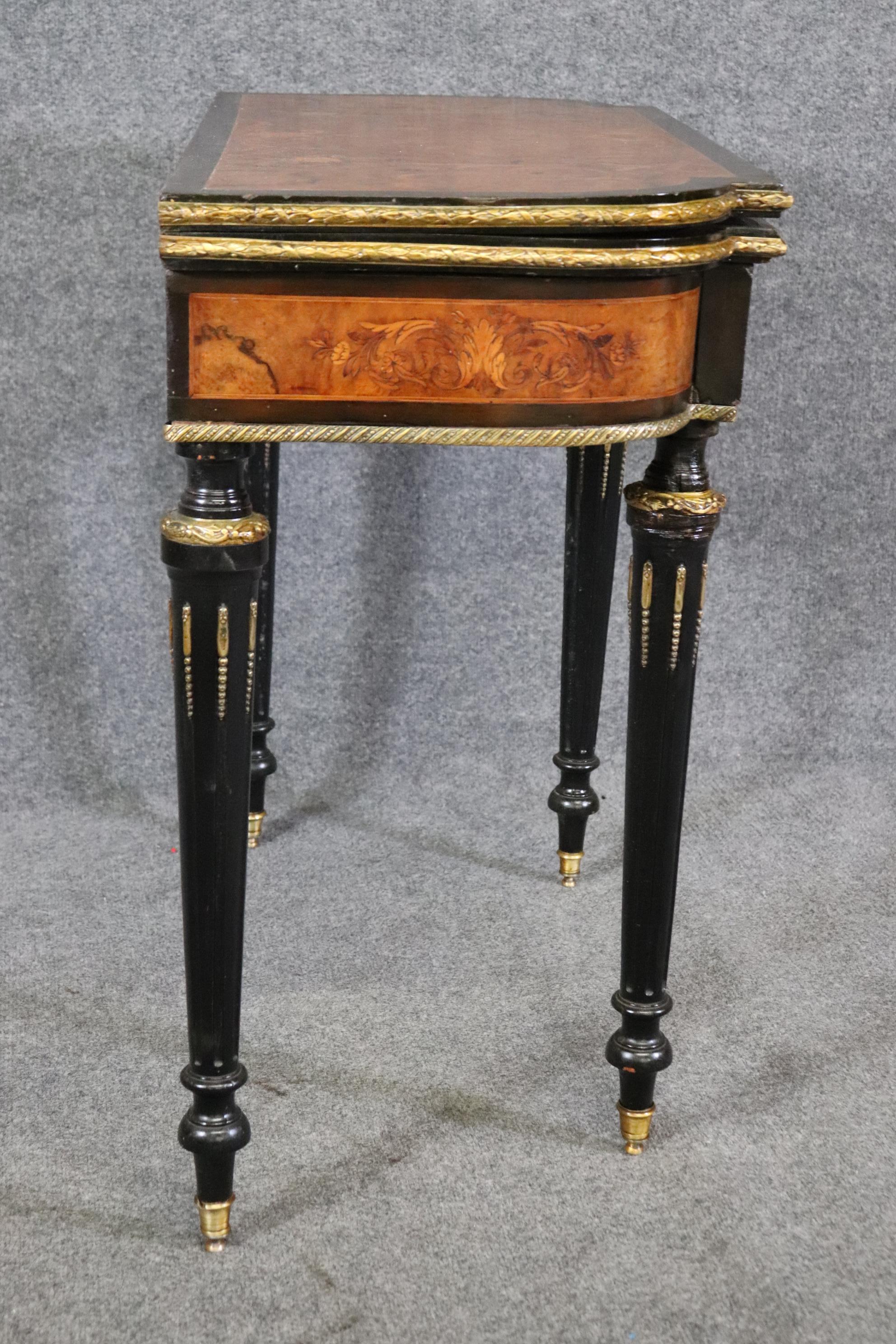 Superb Bronze Mounted Inlaid Walnut Ebonized French Games Table Circa 1870 For Sale 3