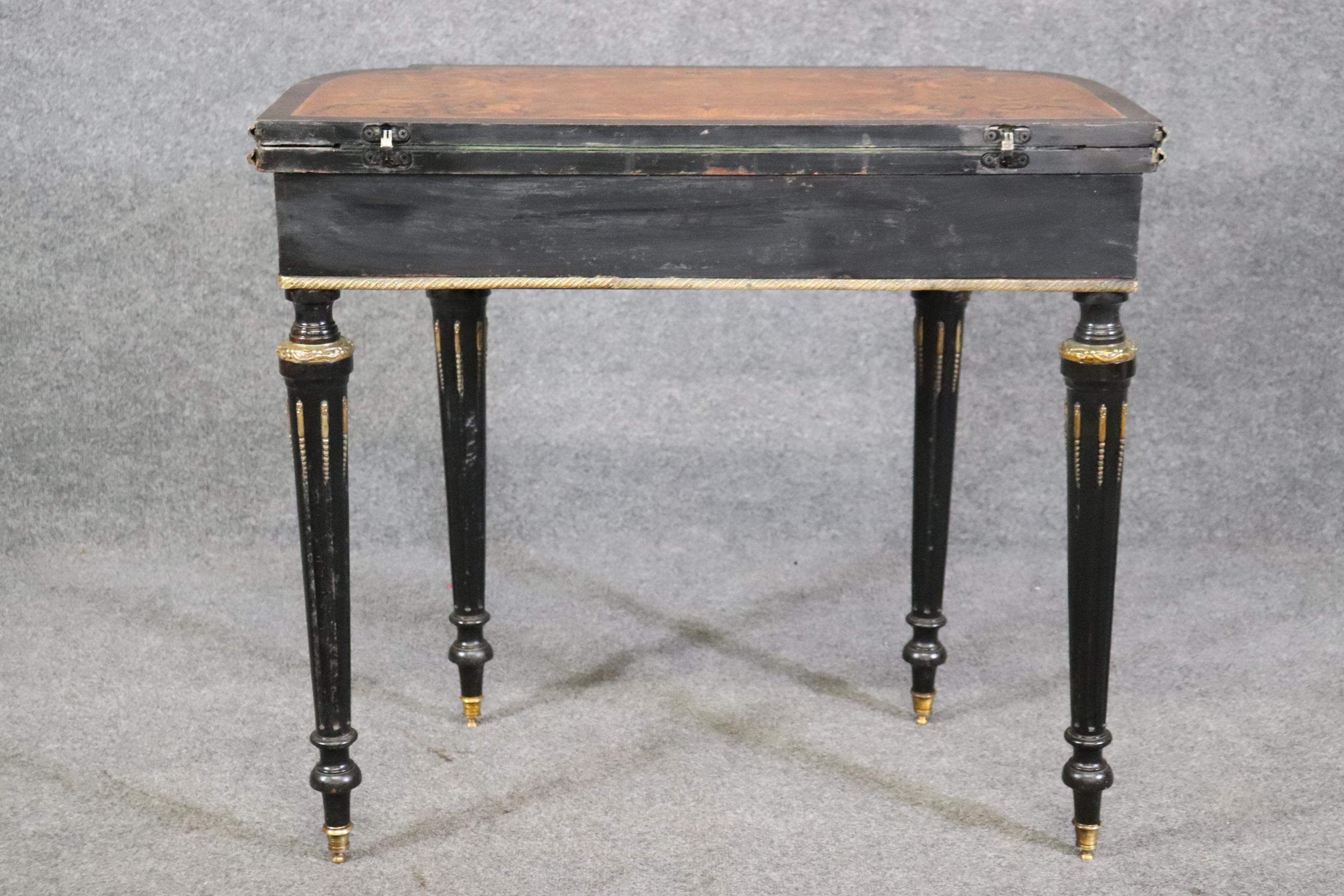 Superb Bronze Mounted Inlaid Walnut Ebonized French Games Table Circa 1870 For Sale 4