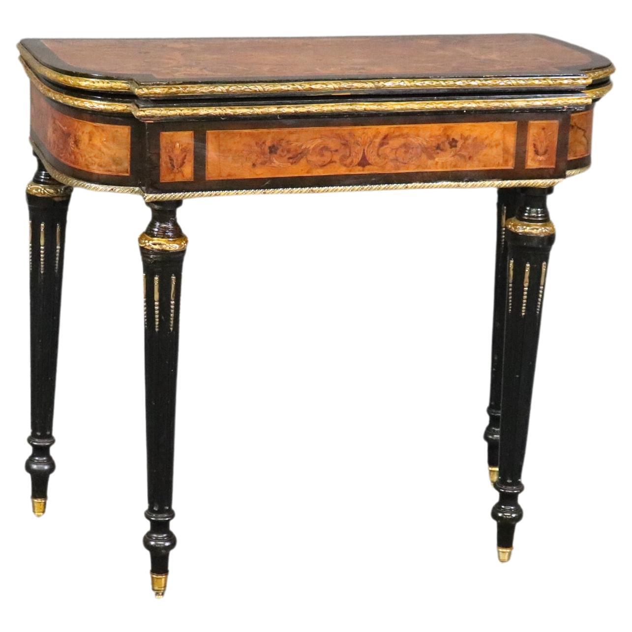 Superb Bronze Mounted Inlaid Walnut Ebonized French Games Table Circa 1870 For Sale