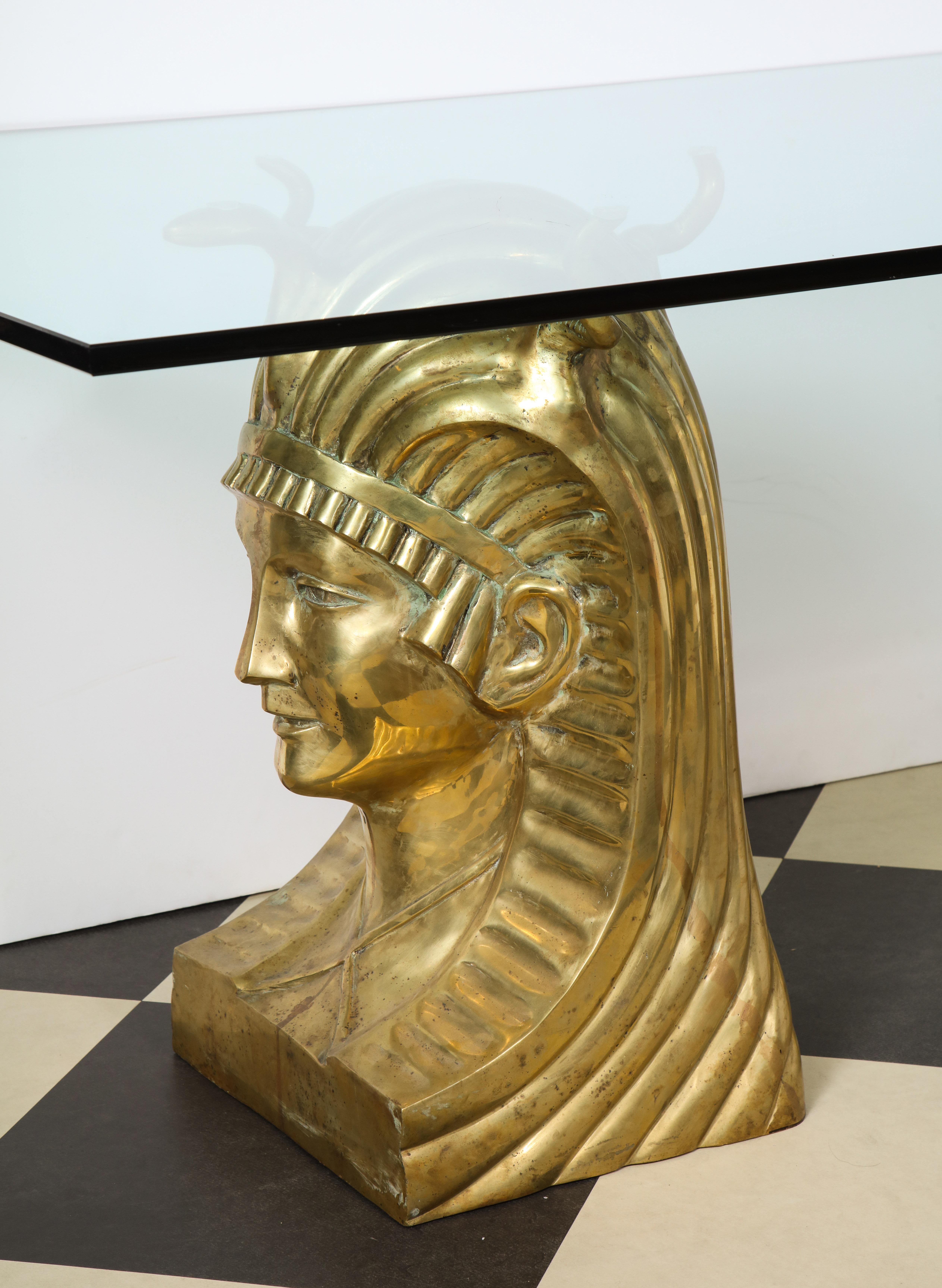 Cast Bronze Pharaoh Head Dining Table with glass top 5