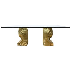 Cast Bronze Pharaoh Head Dining Table with glass top