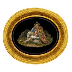 Superb Brooch Micro Mosaic in a Heavy Gold Frame