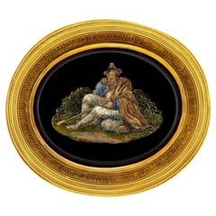 Superb Brooch Micro Mosaic in a Heavy Gold Frame