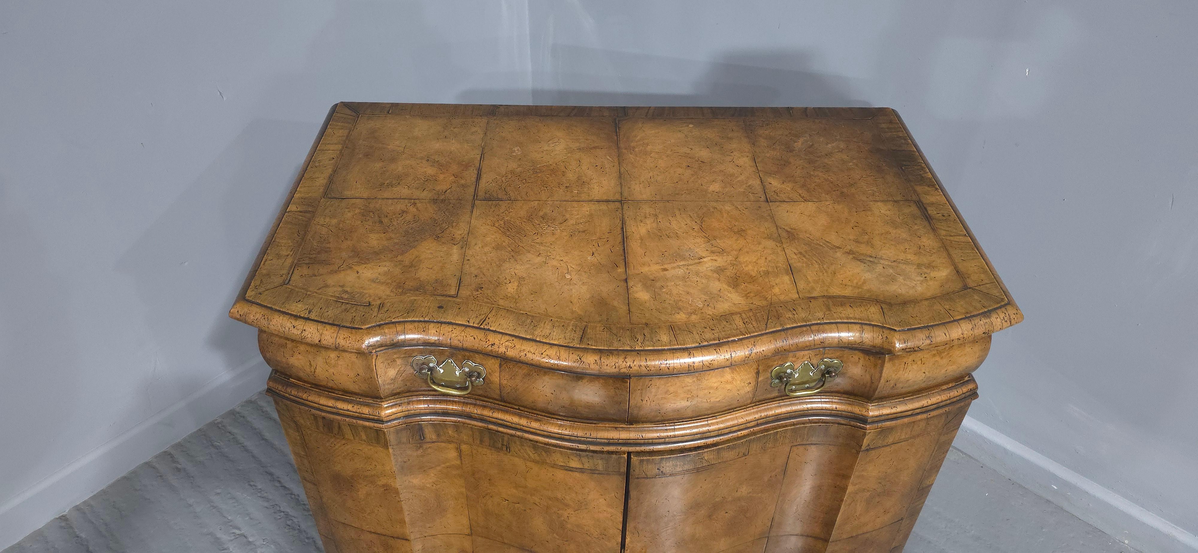 Veneer Superb Burr Walnut Commode Side Cabinet For Sale