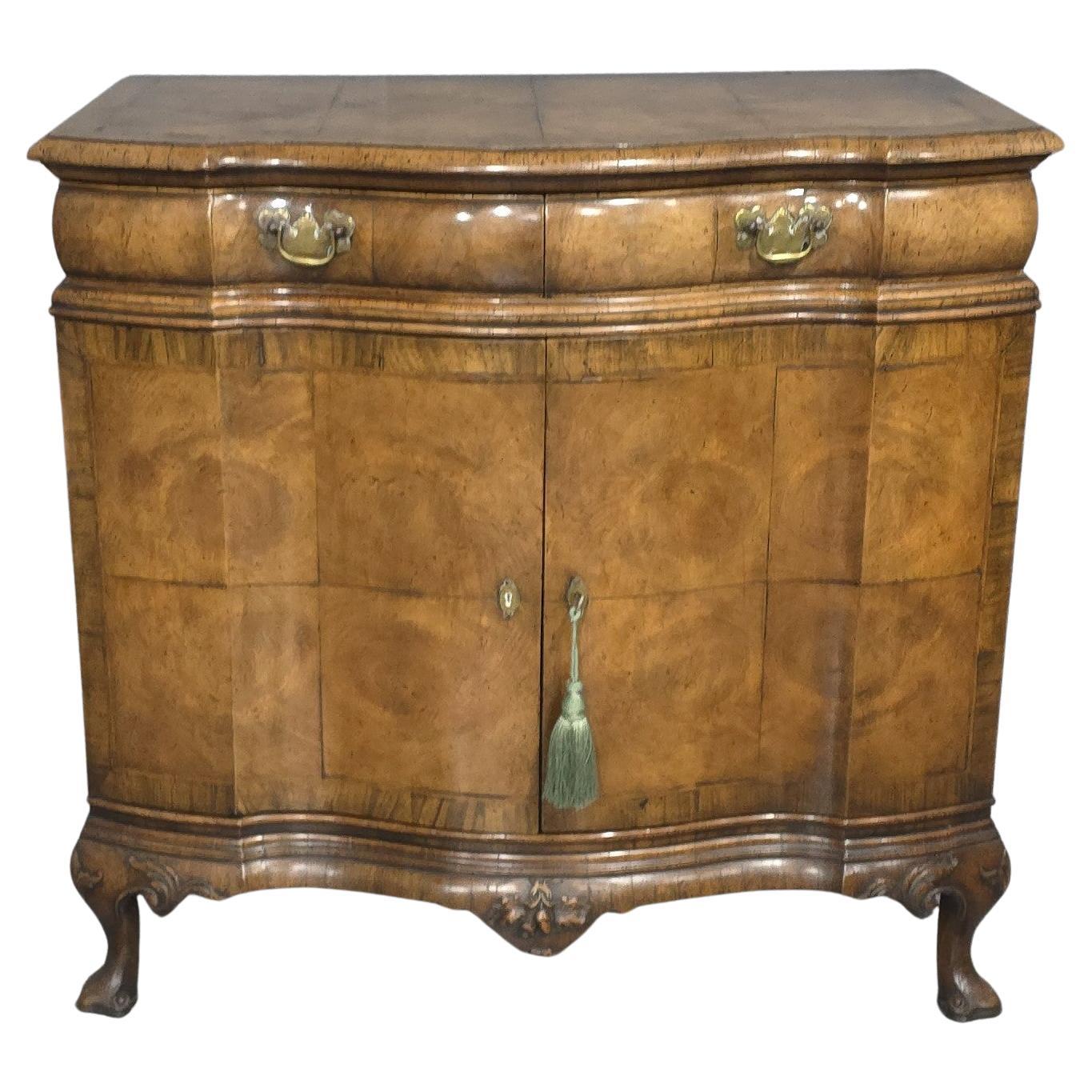 Superb Burr Walnut Commode Side Cabinet For Sale