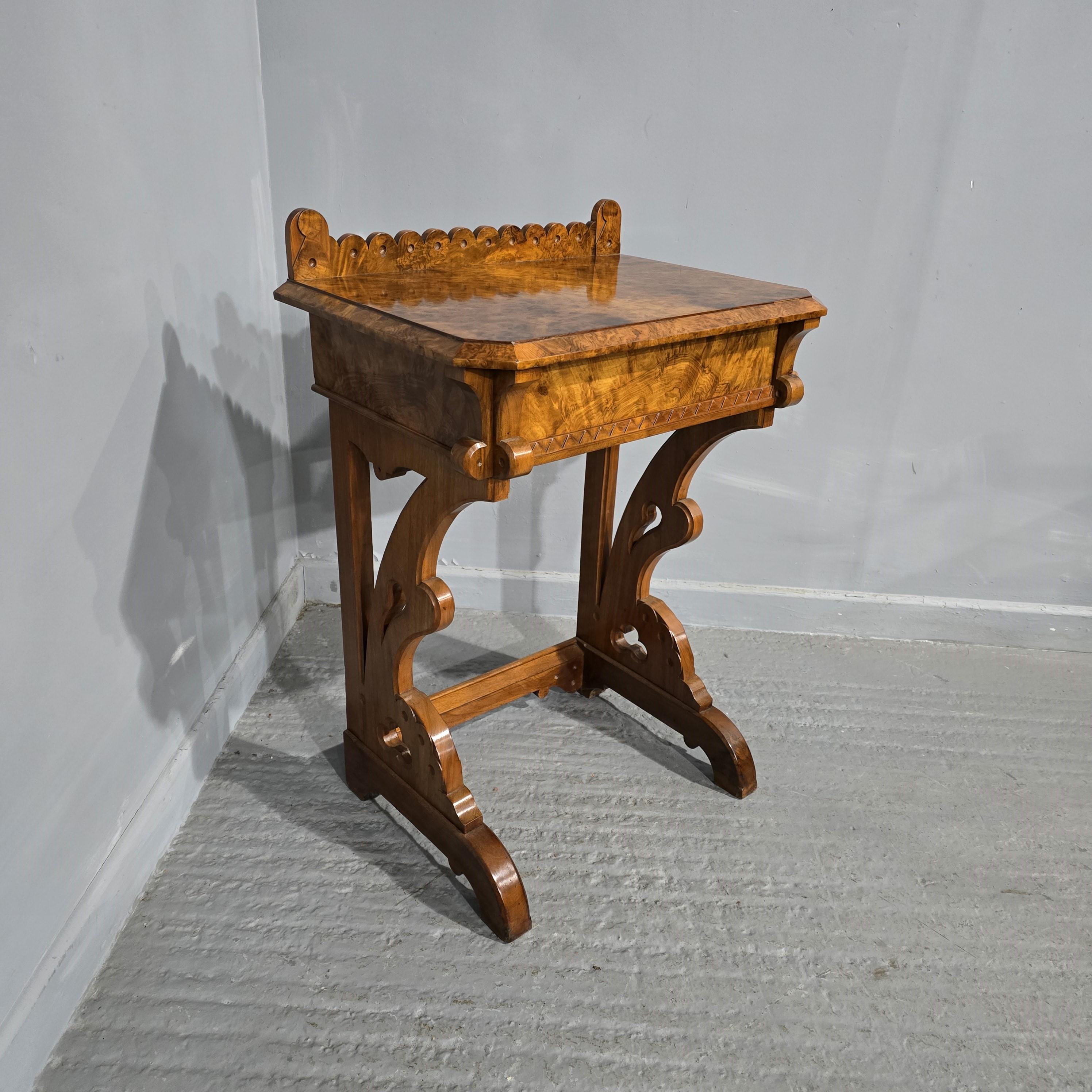 Gothic Revival Superb Burr Walnut Console Hall Table For Sale