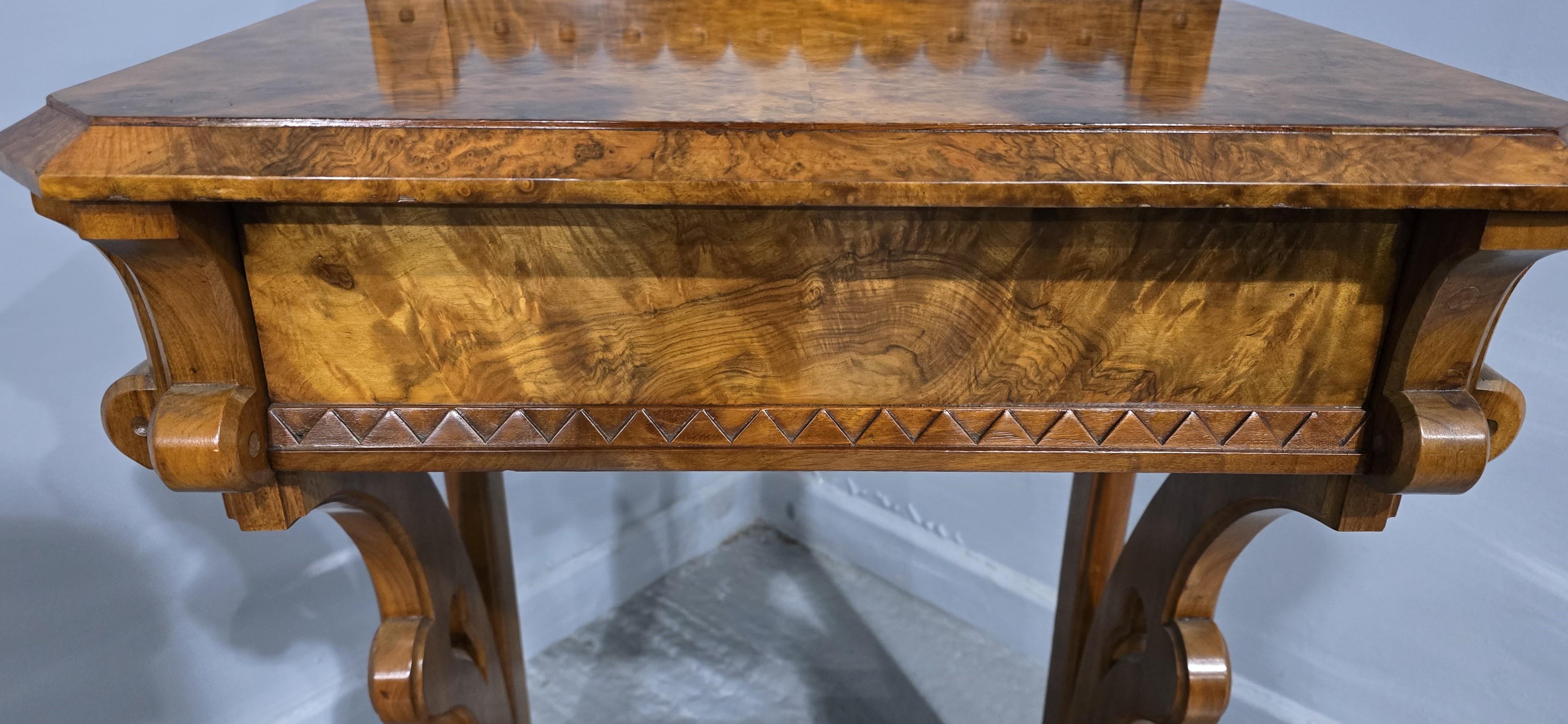 Burl Superb Burr Walnut Console Hall Table For Sale