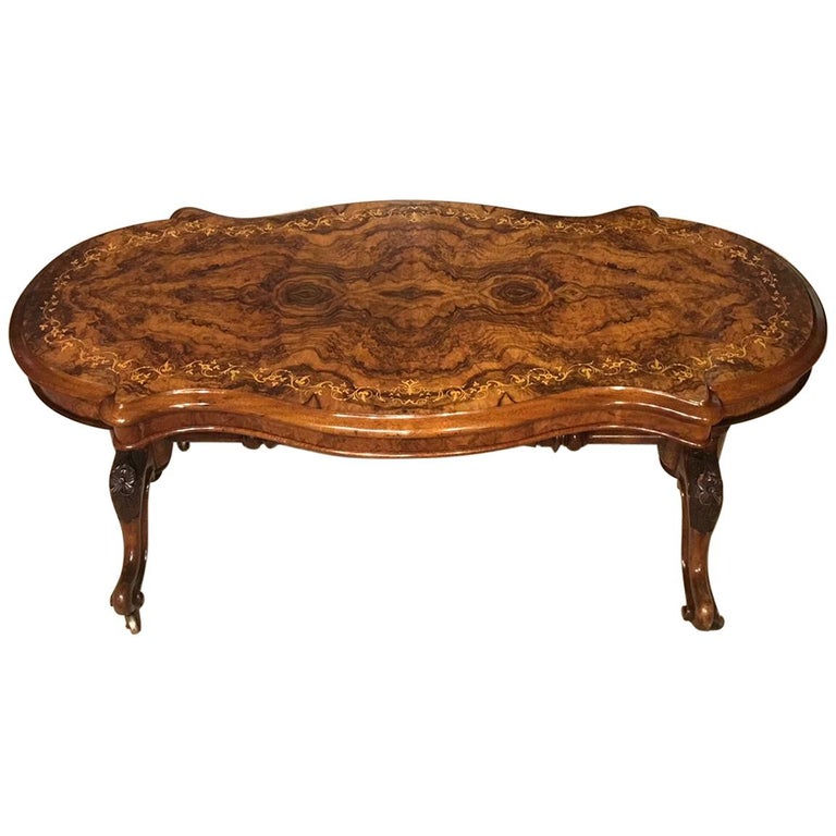 Superb Burr Walnut Victorian Period Serpentine Coffee Table at 1stDibs