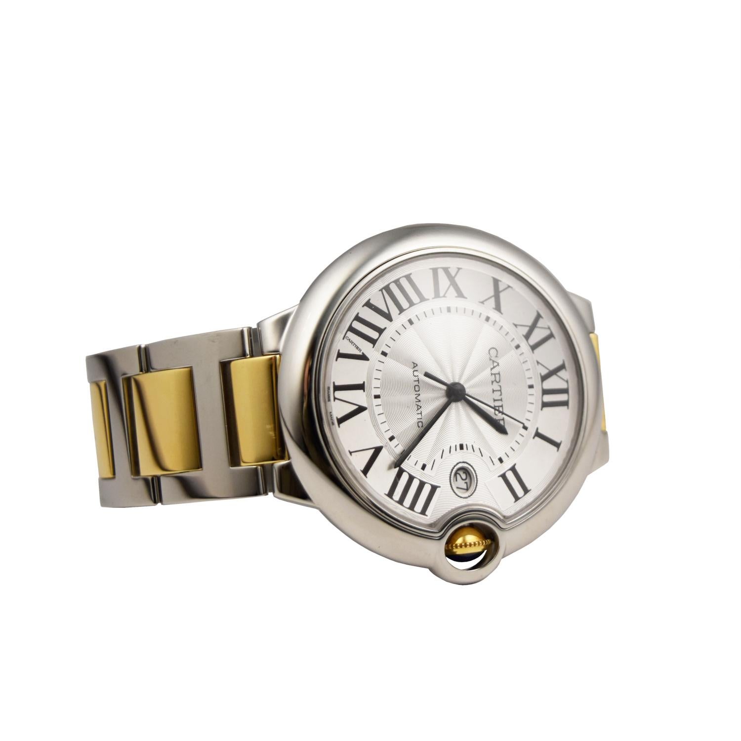 This watch by Cartier quickly became an absolute classic which will sit conformably on your wrist thanks to its ultra smooth convex curved case, this model also displays a solid polished stainless steel  and 18k yellow gold bracelet and its