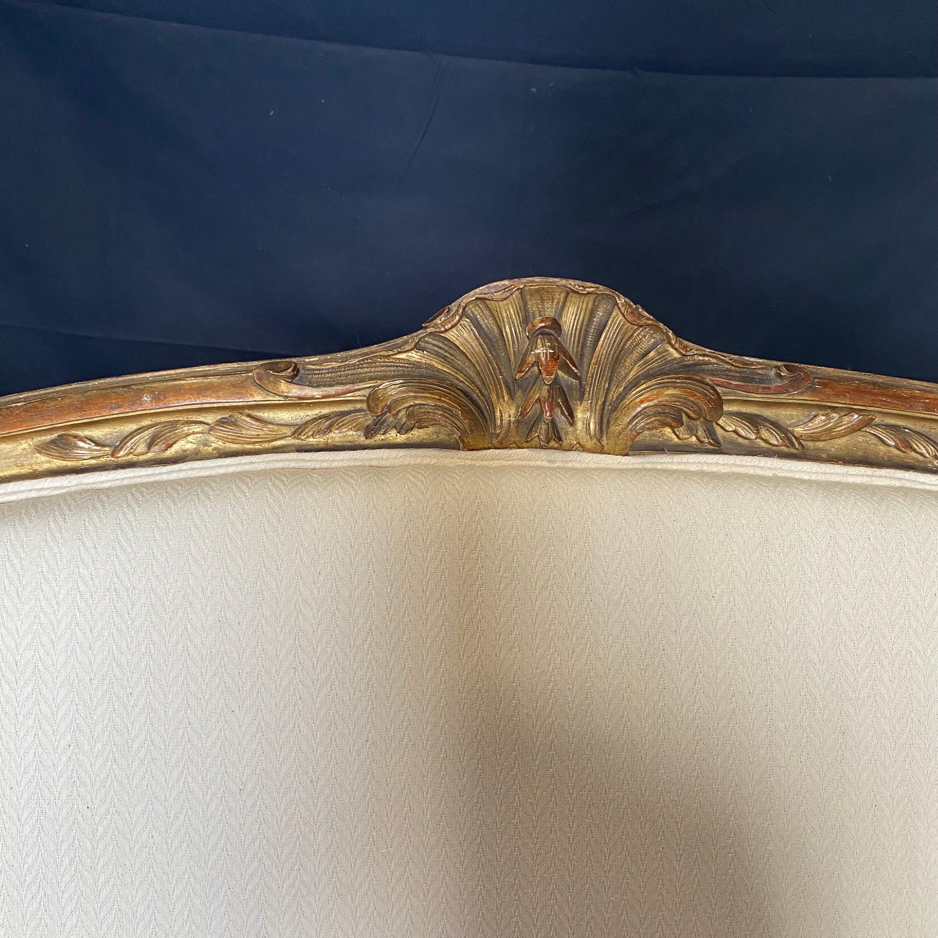 Silk Superb Carved Gilded 19th Century Louis XV French Provencal Sofa For Sale