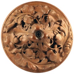 Antique Superb Carved Oak Ceiling Medallion