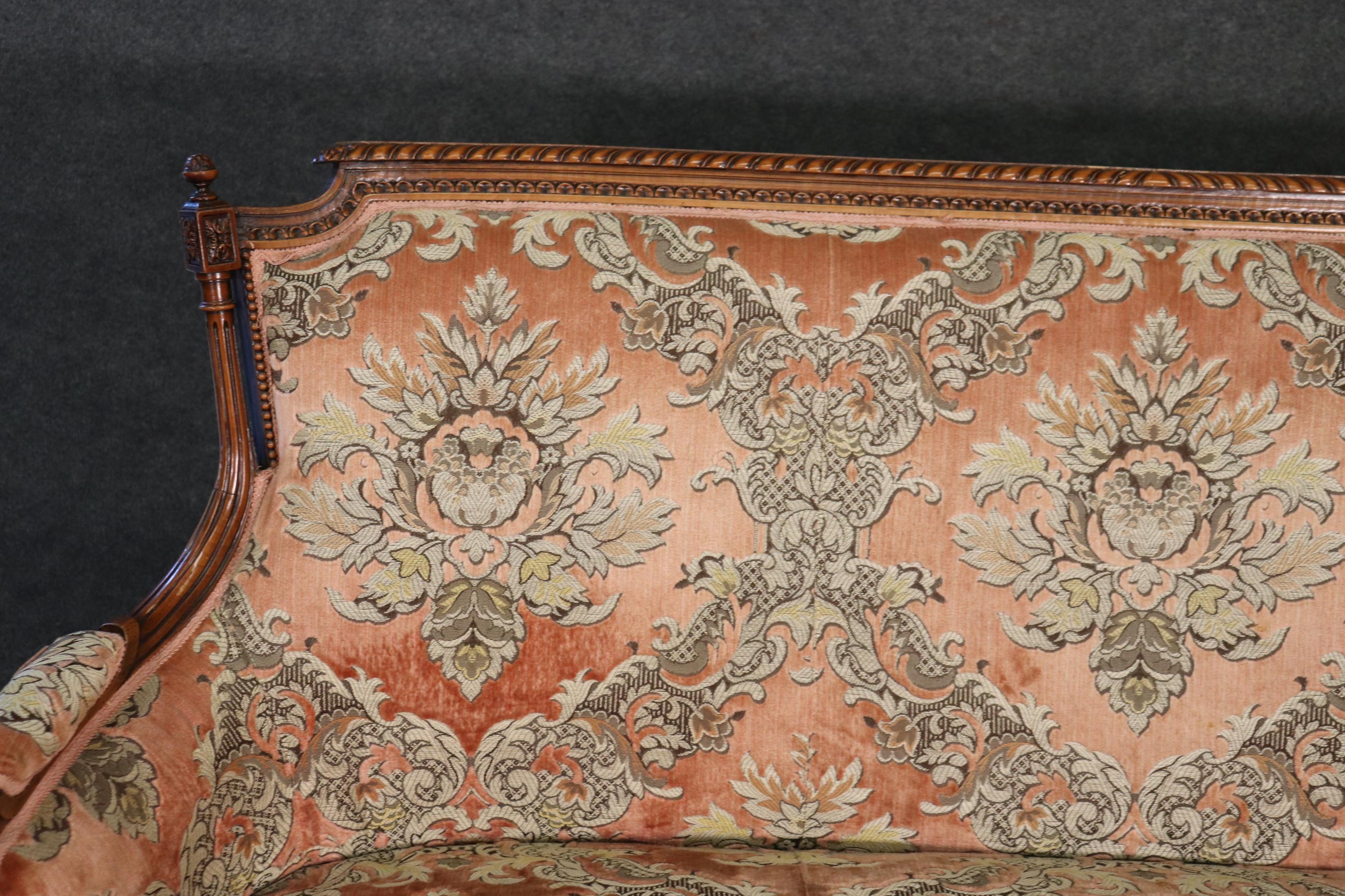 Superb Carved Walnut French Louis XVI Settee Canape Sofa circa 1940 3