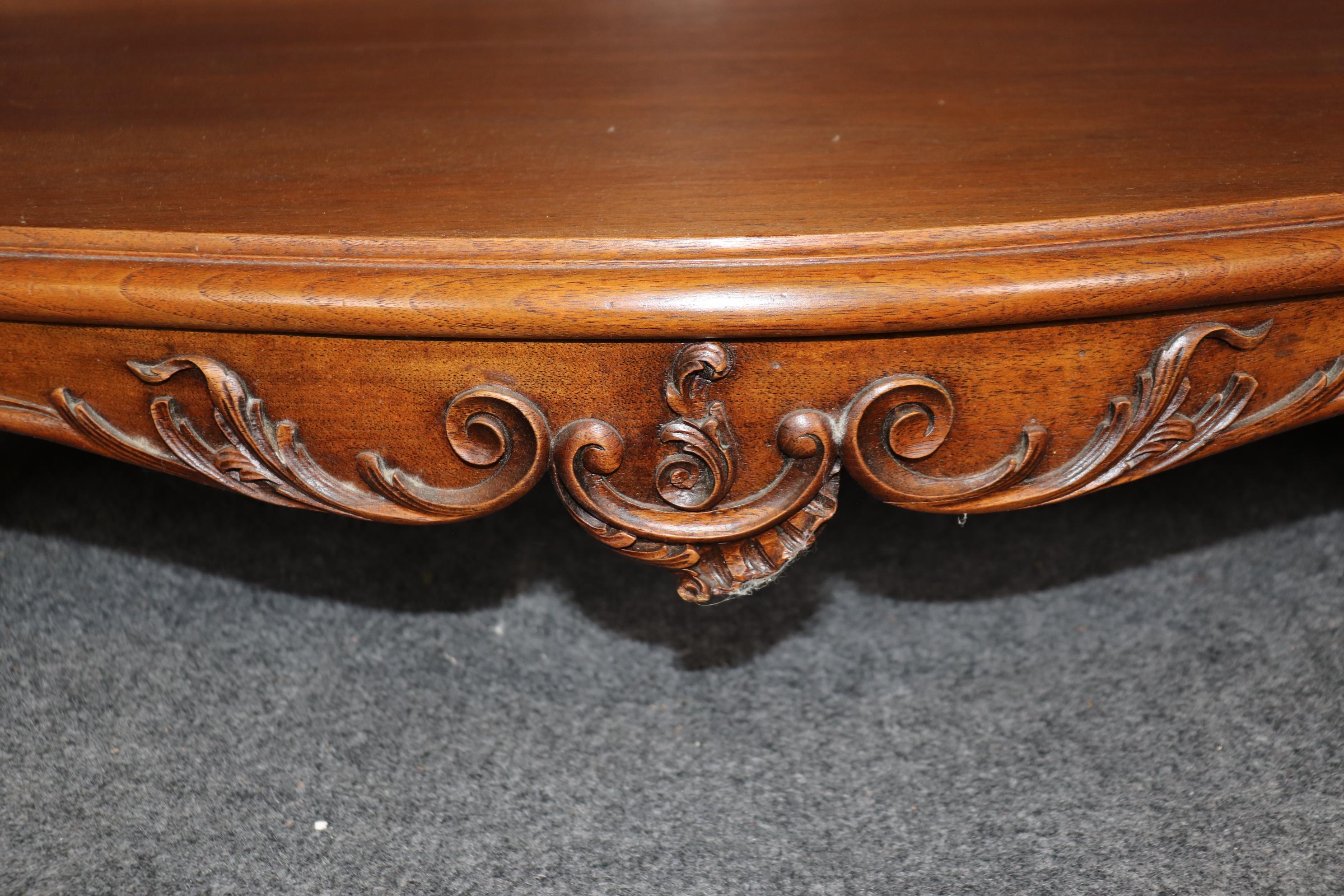 Superb Carved Walnut Marble Top French Two Tier Open Buffet Console Table For Sale 4