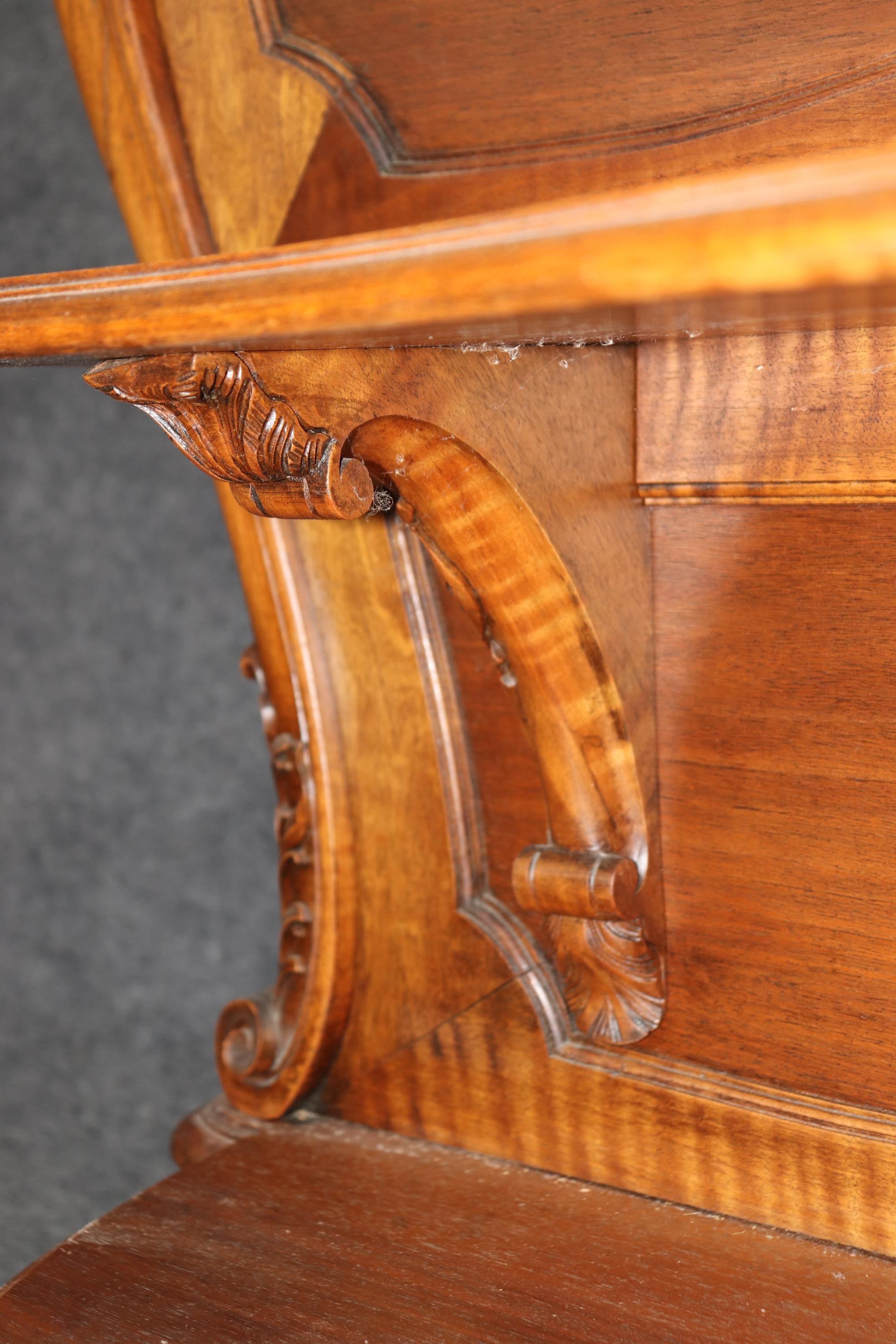 Superb Carved Walnut Marble Top French Two Tier Open Buffet Console Table For Sale 9
