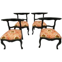 Superb Chic Set of 4 Ebonized Hollywood Regency Slipper Chairs