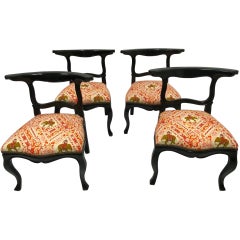 Vintage Superb Chic Set of 4 Ebonized Hollywood Regency Slipper Chairs