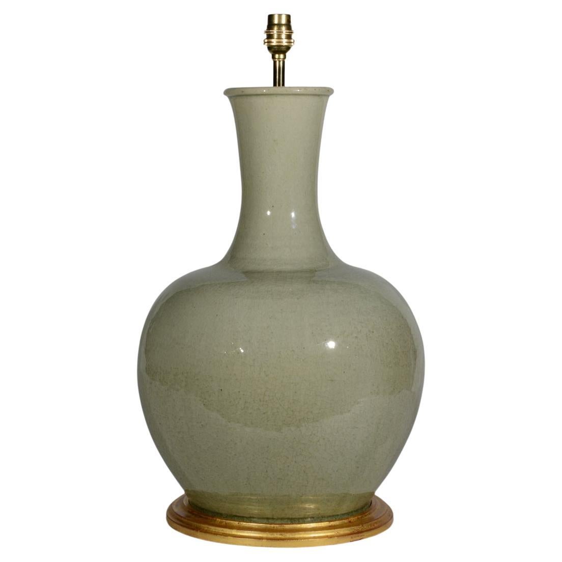 Superb Chinese Celadon Table Lamp For Sale