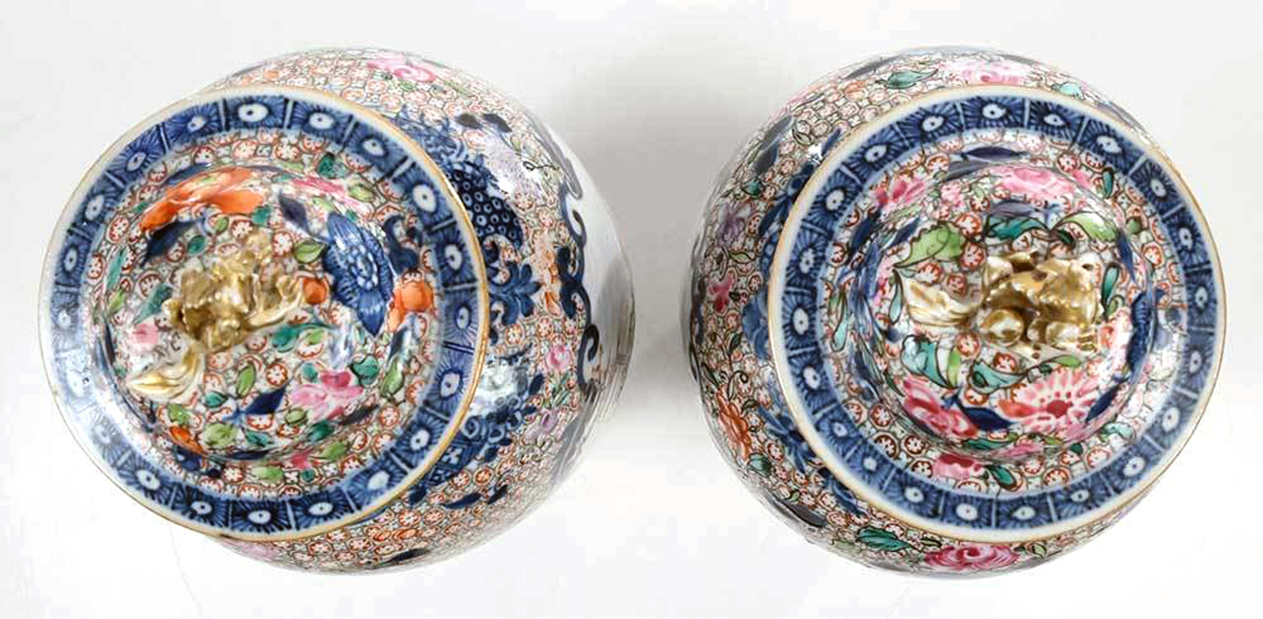 Superb Chinese Export Porcelain Mandarin Vases & Covers, circa 1780 2
