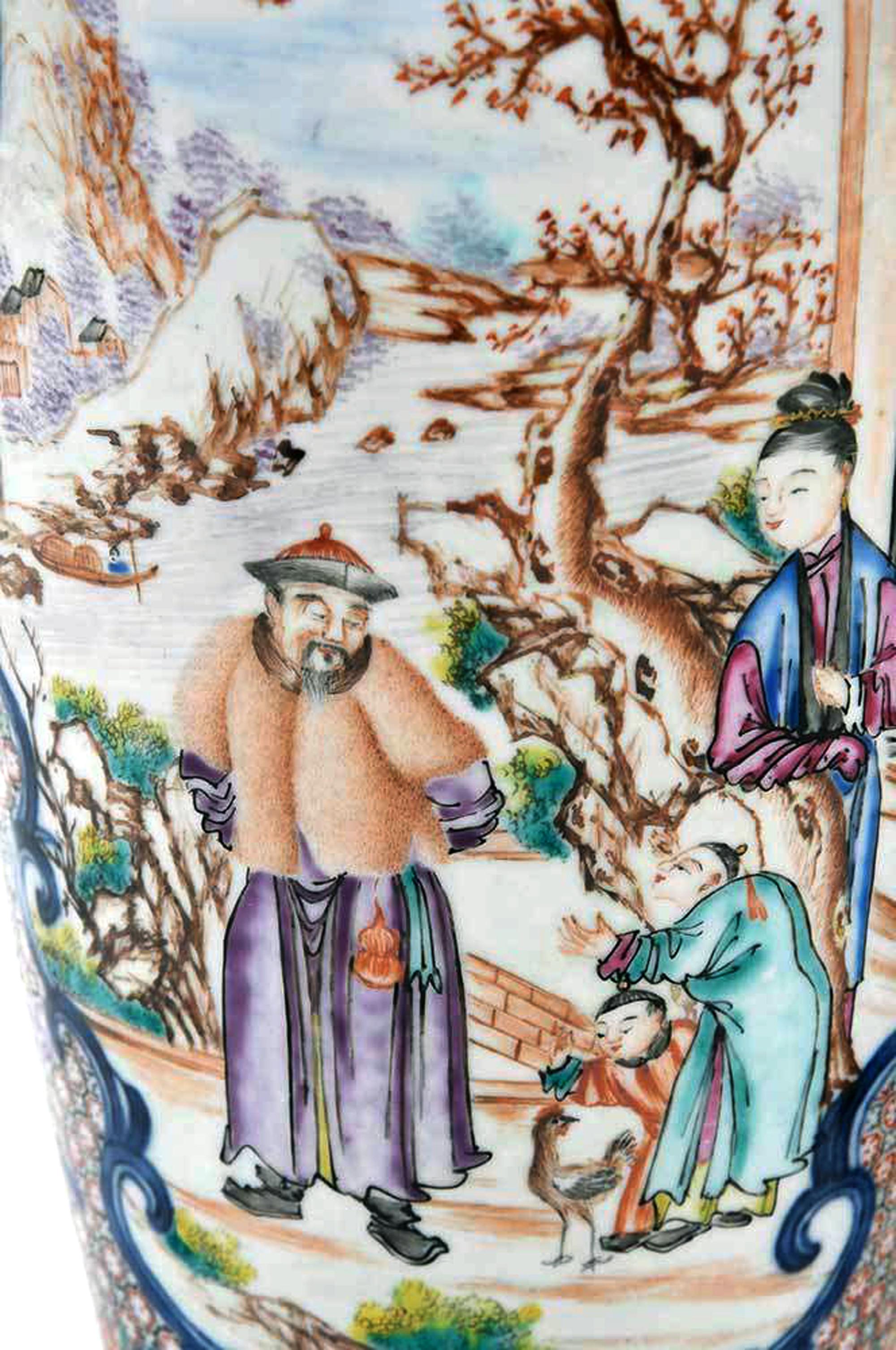 Superb Chinese Export Porcelain Mandarin Vases & Covers, circa 1780 5