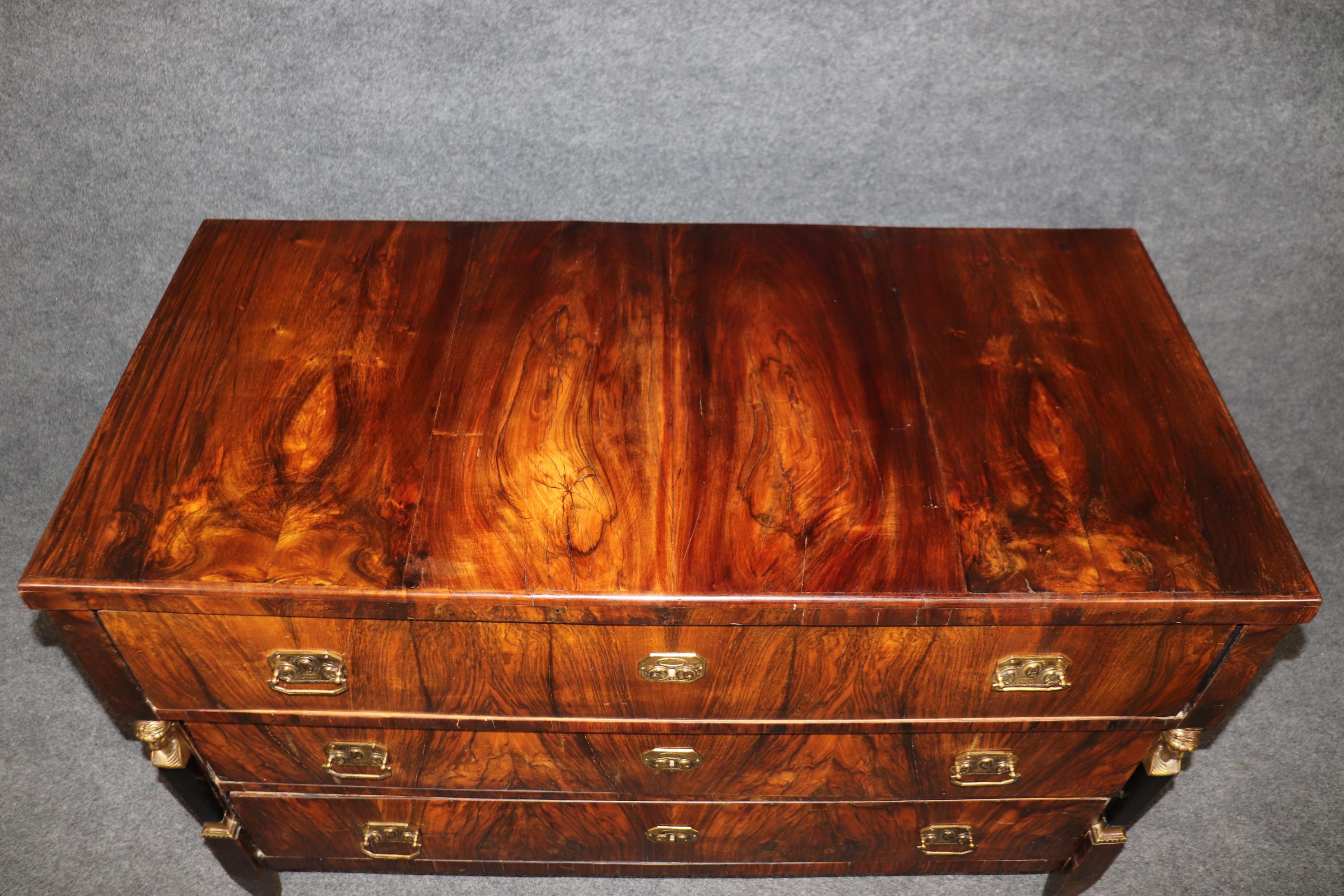 Superb Circassian Walnut Bronze French Empire 1780s Era Commode Dresser  For Sale 6