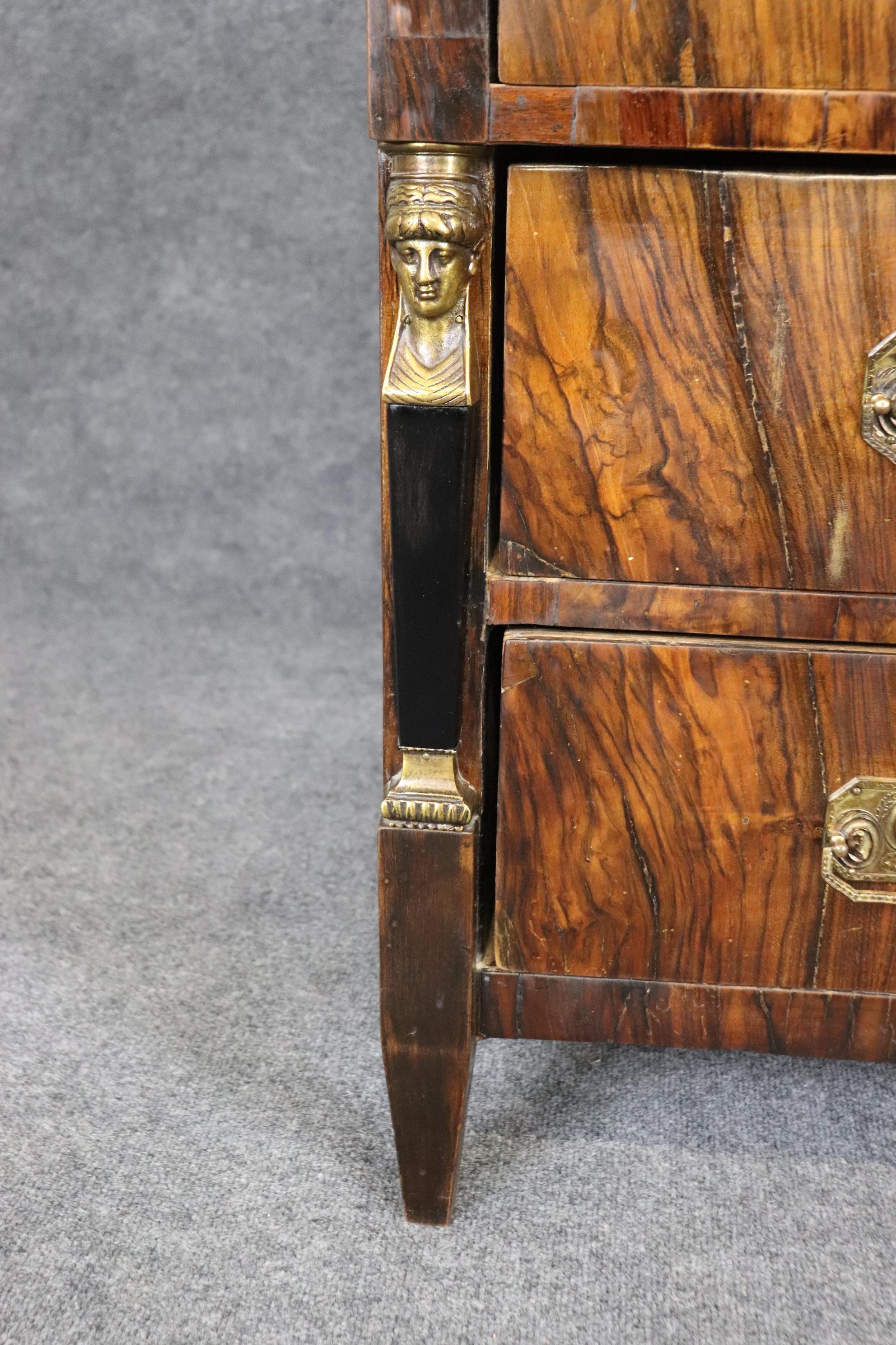 Superb Circassian Walnut Bronze French Empire 1780s Era Commode Dresser  For Sale 7