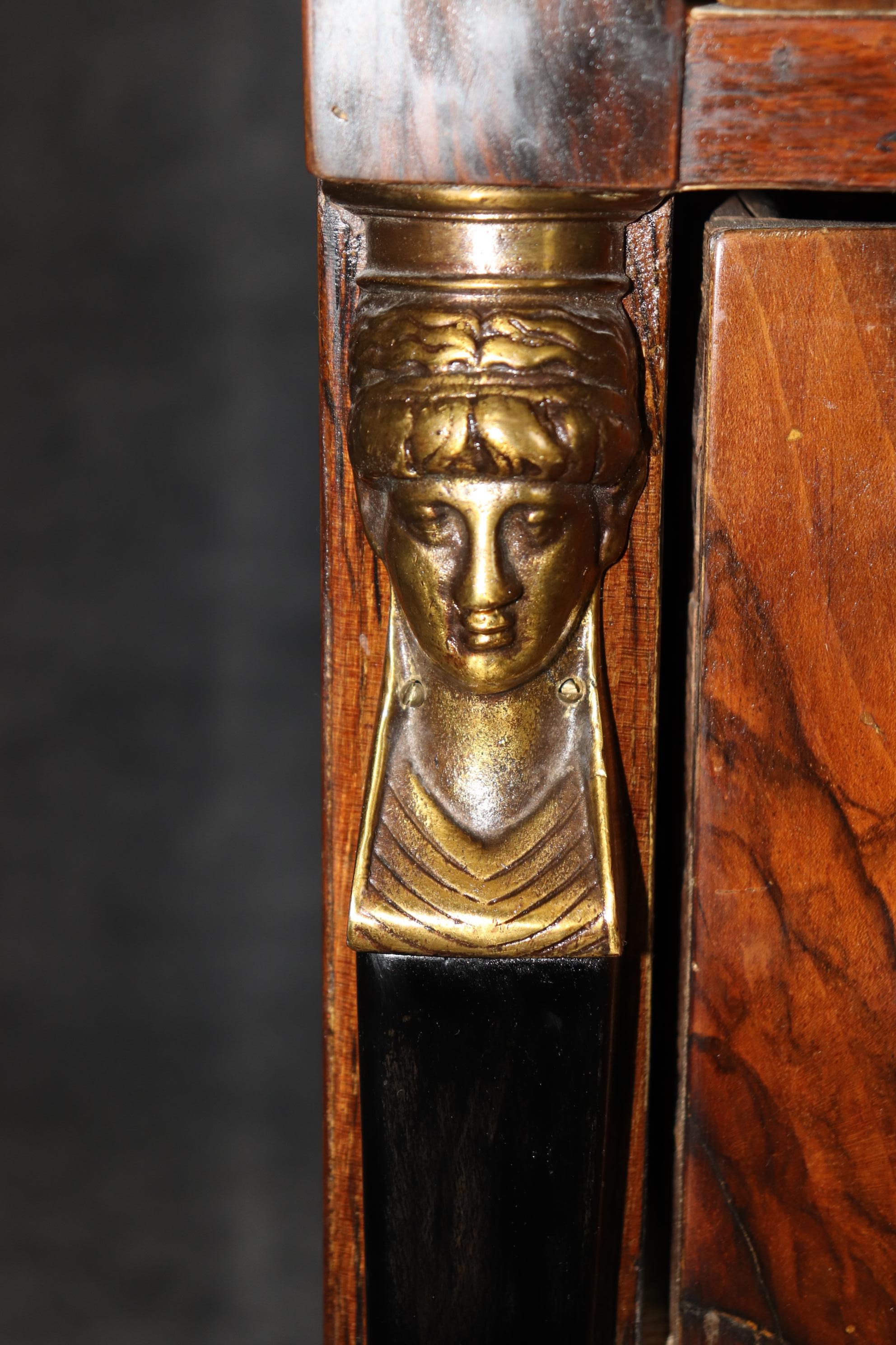 Superb Circassian Walnut Bronze French Empire 1780s Era Commode Dresser  In Good Condition For Sale In Swedesboro, NJ