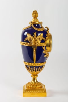 Superb Clock, Giltbronze and Blue Enamel by Beurdeley, Paris, France, circa 1850