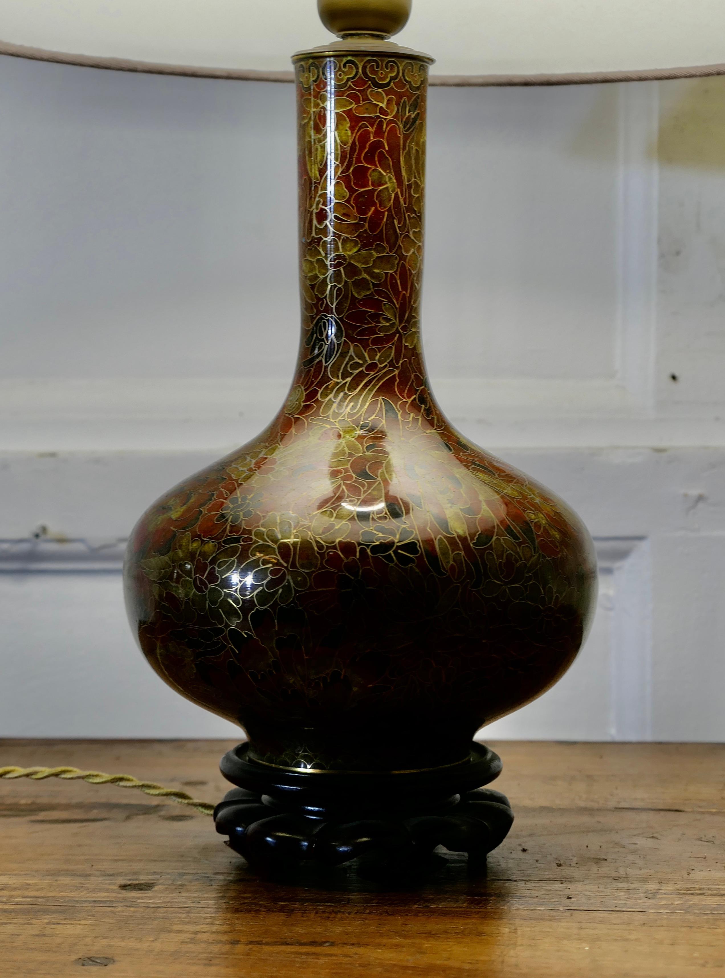 Early 20th Century Superb Cloisonné Baluster Urn Table Lamp For Sale