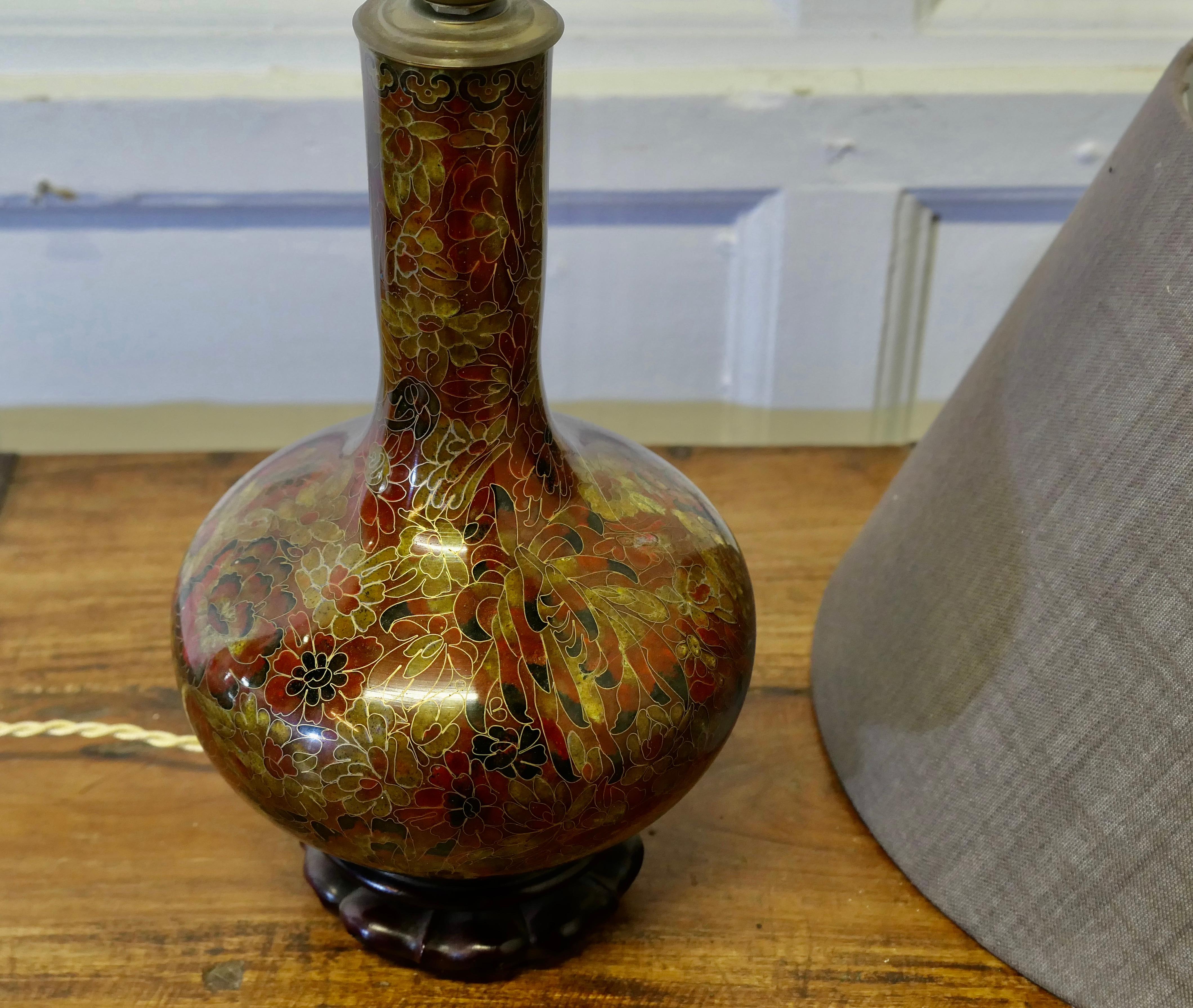 Enamel Superb Cloisonné Baluster Urn Table Lamp For Sale
