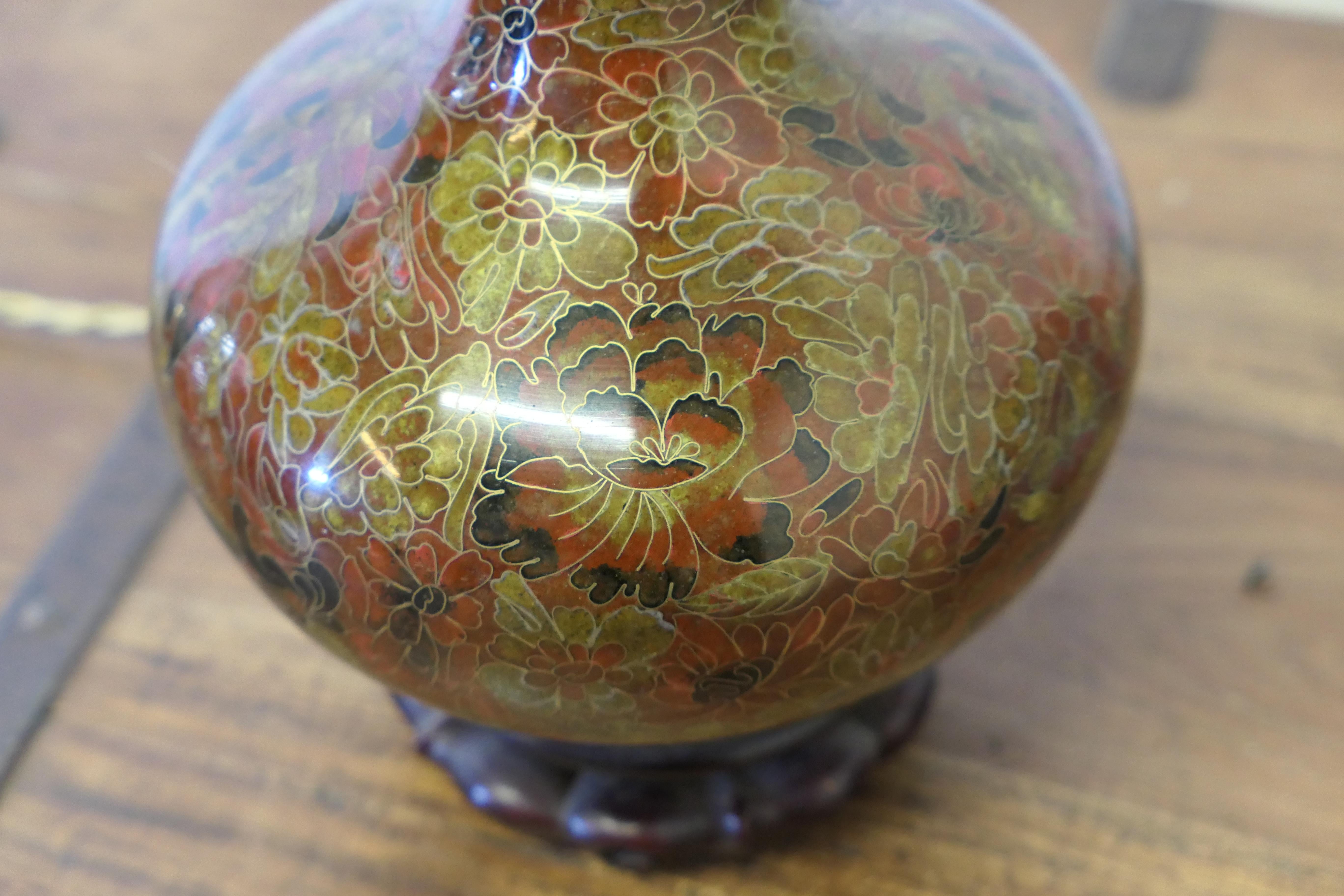 Superb Cloisonné Baluster Urn Table Lamp For Sale 2