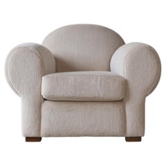 Superb Club Chair and Ottoman, Upholstered in Pure Alpaca