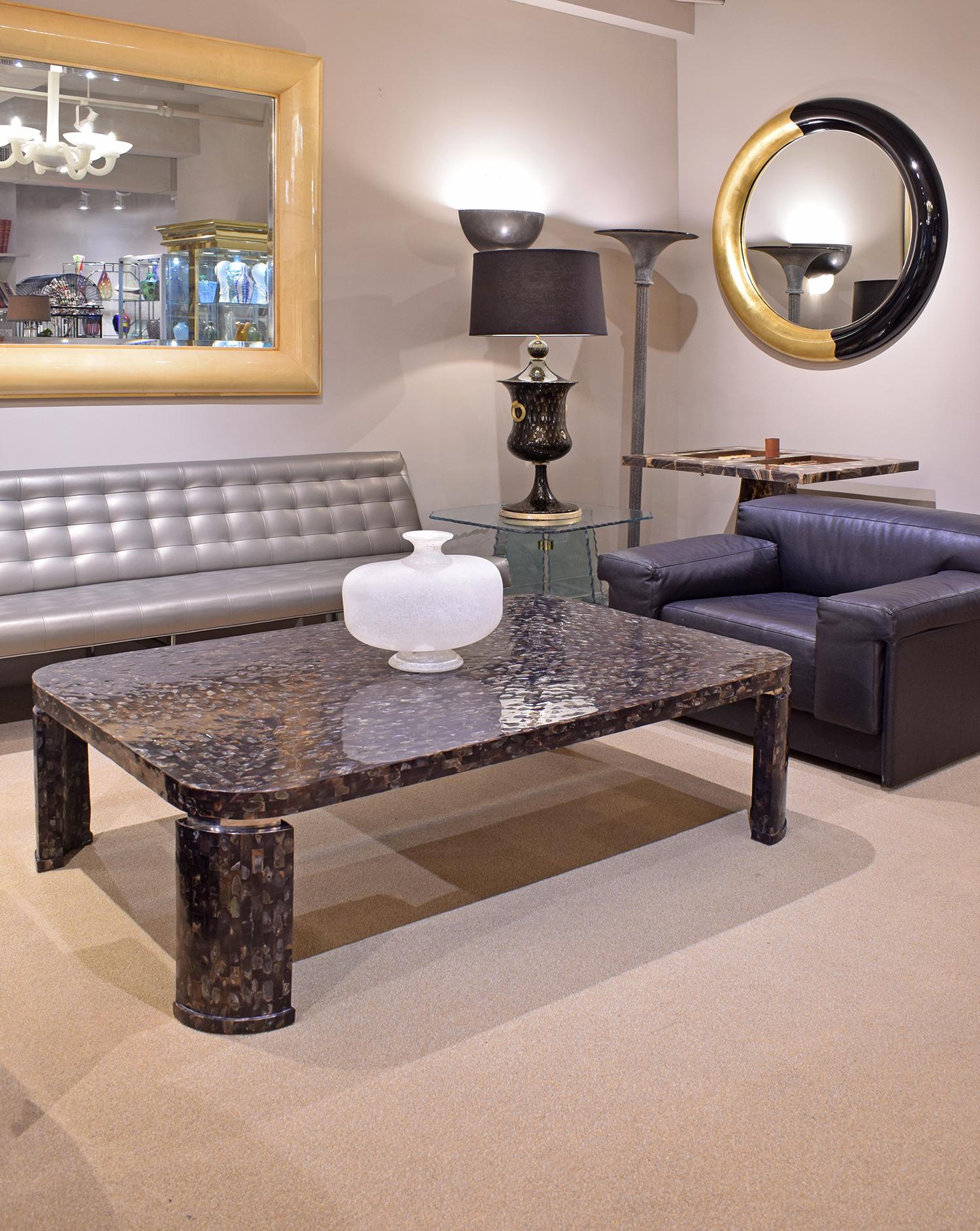 Superb Coffee Table in Tessellated Abalone Shells 1980s 'Signed' 1