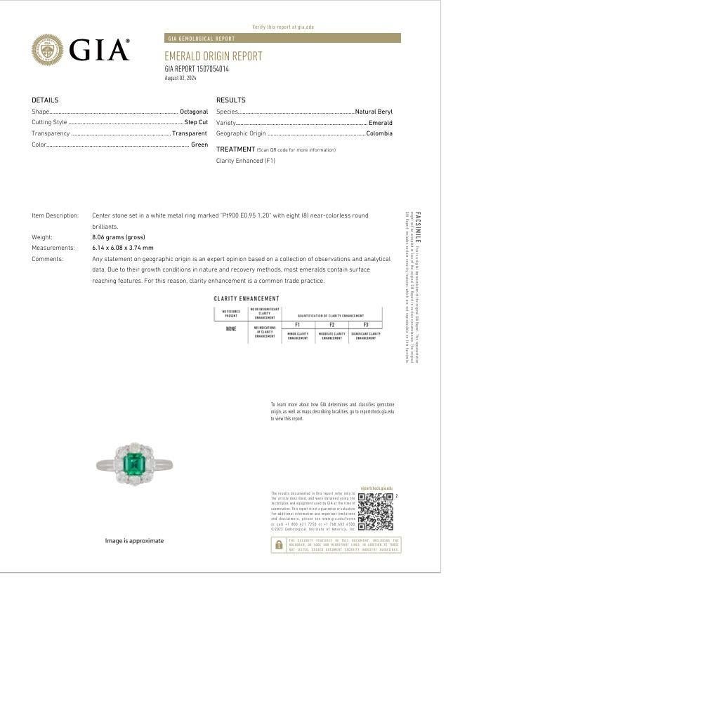 Hervorragender kolumbianischer Smaragd-Diamant-Platin-Halo-Ring, GIA-zertifiziert im Angebot 1