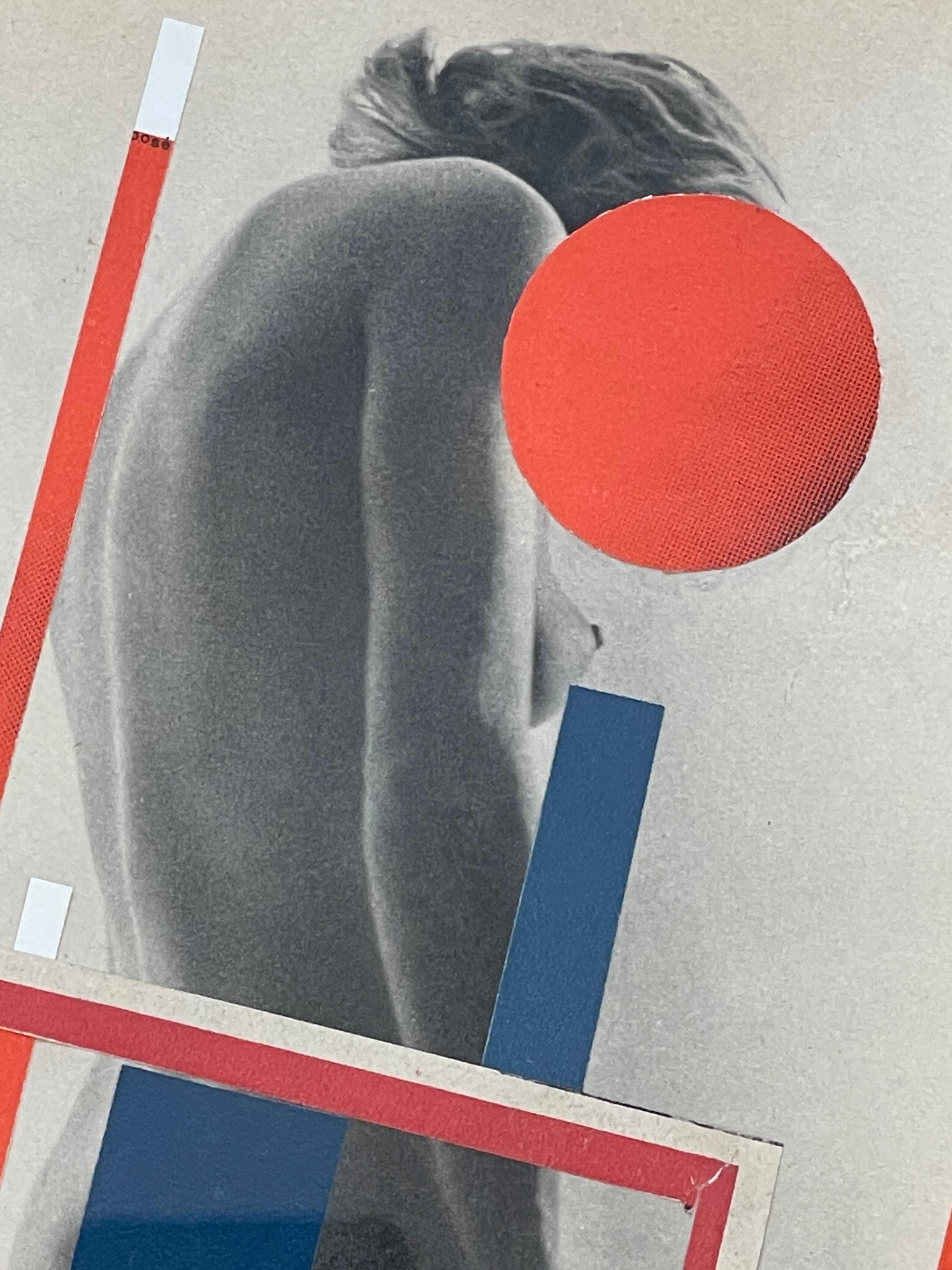 Superb Constructivist Collage on a Nude Photo by Camille Bryen, France, 1937 In Good Condition For Sale In Paris, FR