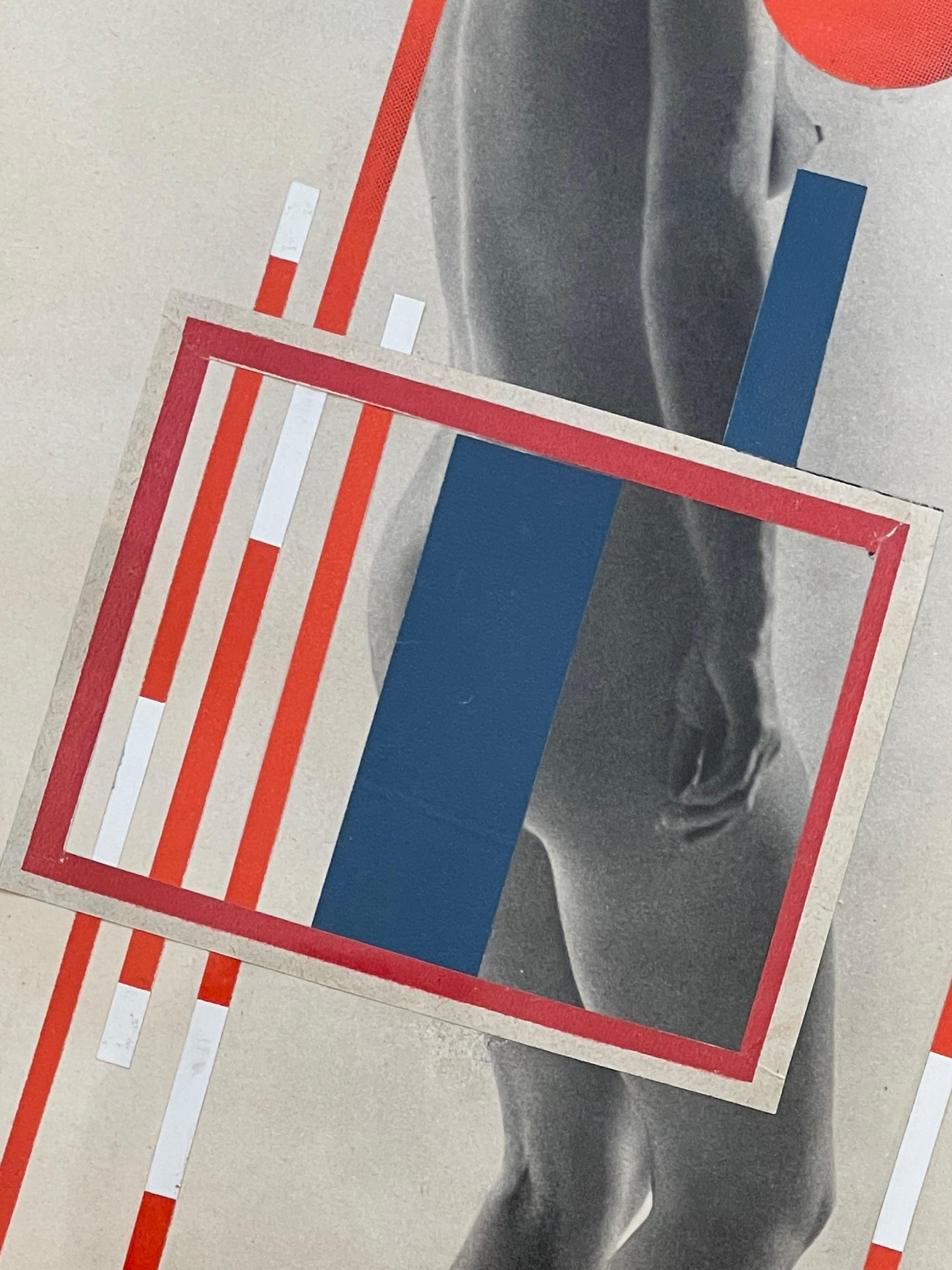 Hervorragende konstruktivistische Collage auf einem  Nacktfoto  Camille Bryen, Frankreich, 1937 (Mitte des 20. Jahrhunderts) im Angebot