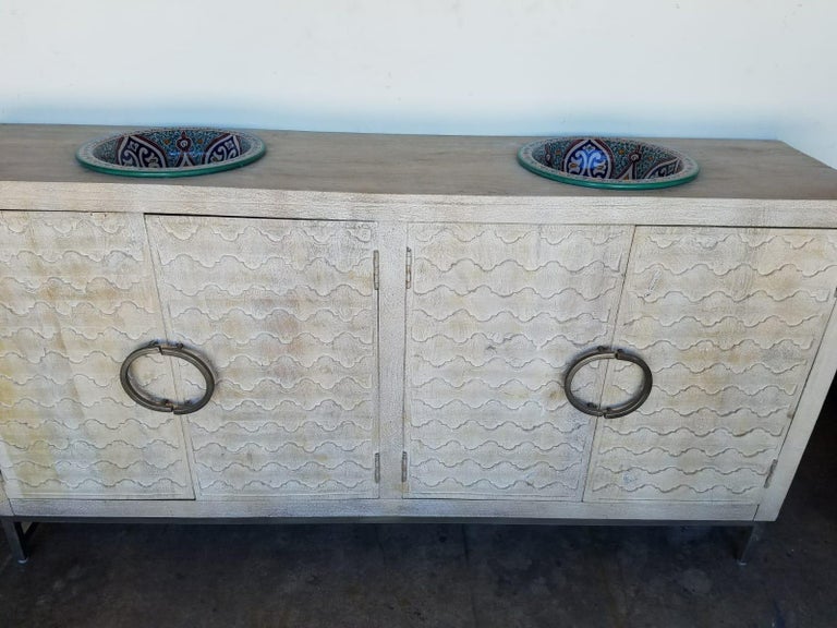 Superb Contemporary Vanity With Two Sink With Moroccan
