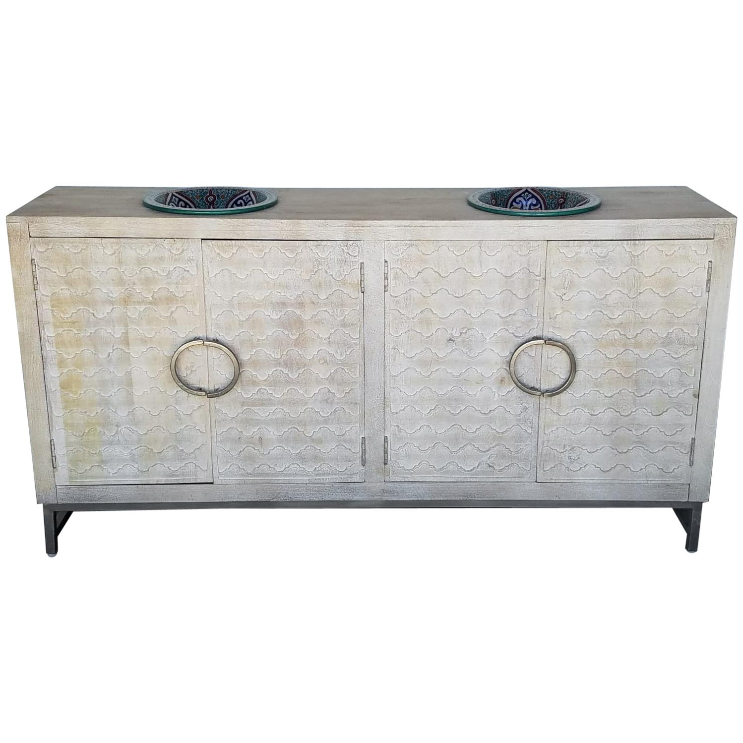 Superb Contemporary Vanity with Two Sink with Moroccan Style  For Sale