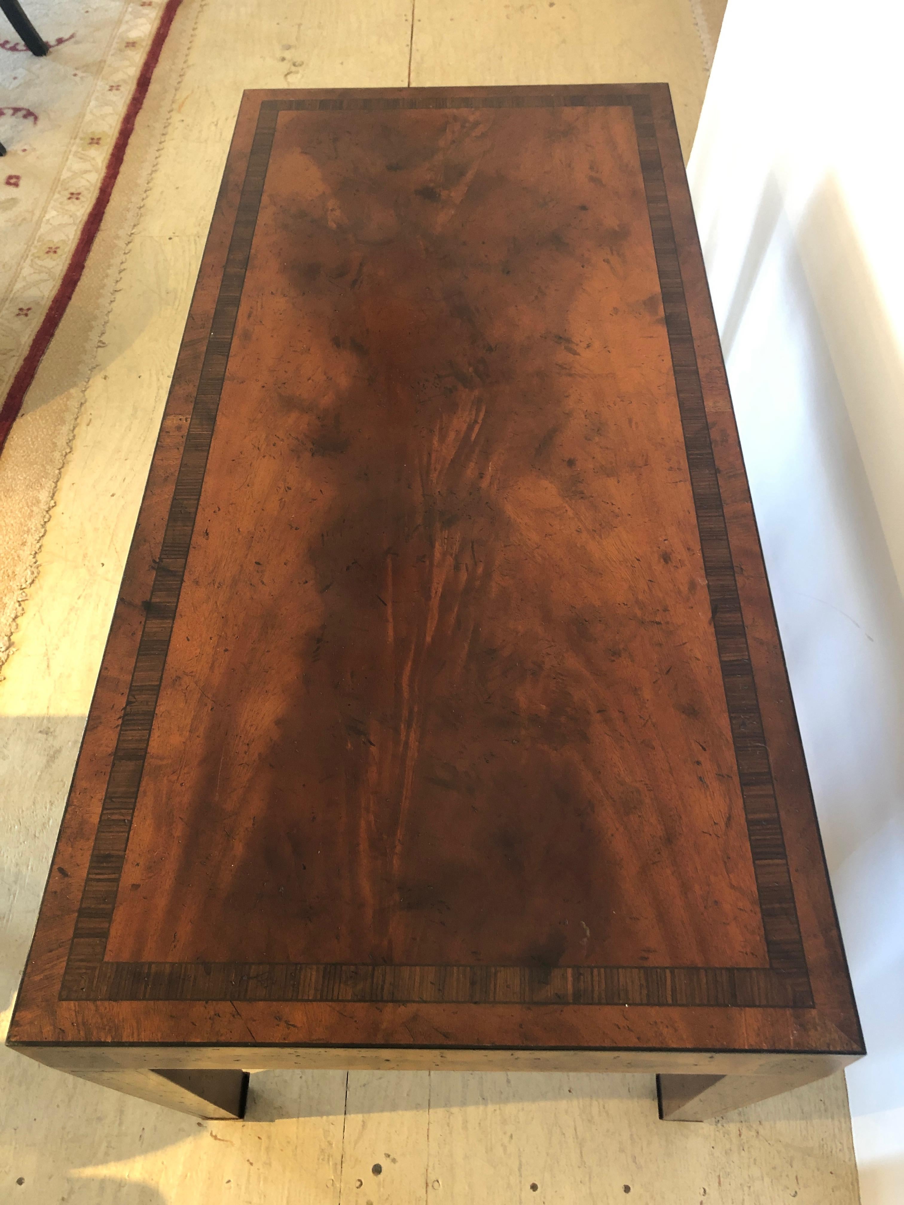 Superb Crotch Mahogany and Inlaid Rectangular Coffee Table 3