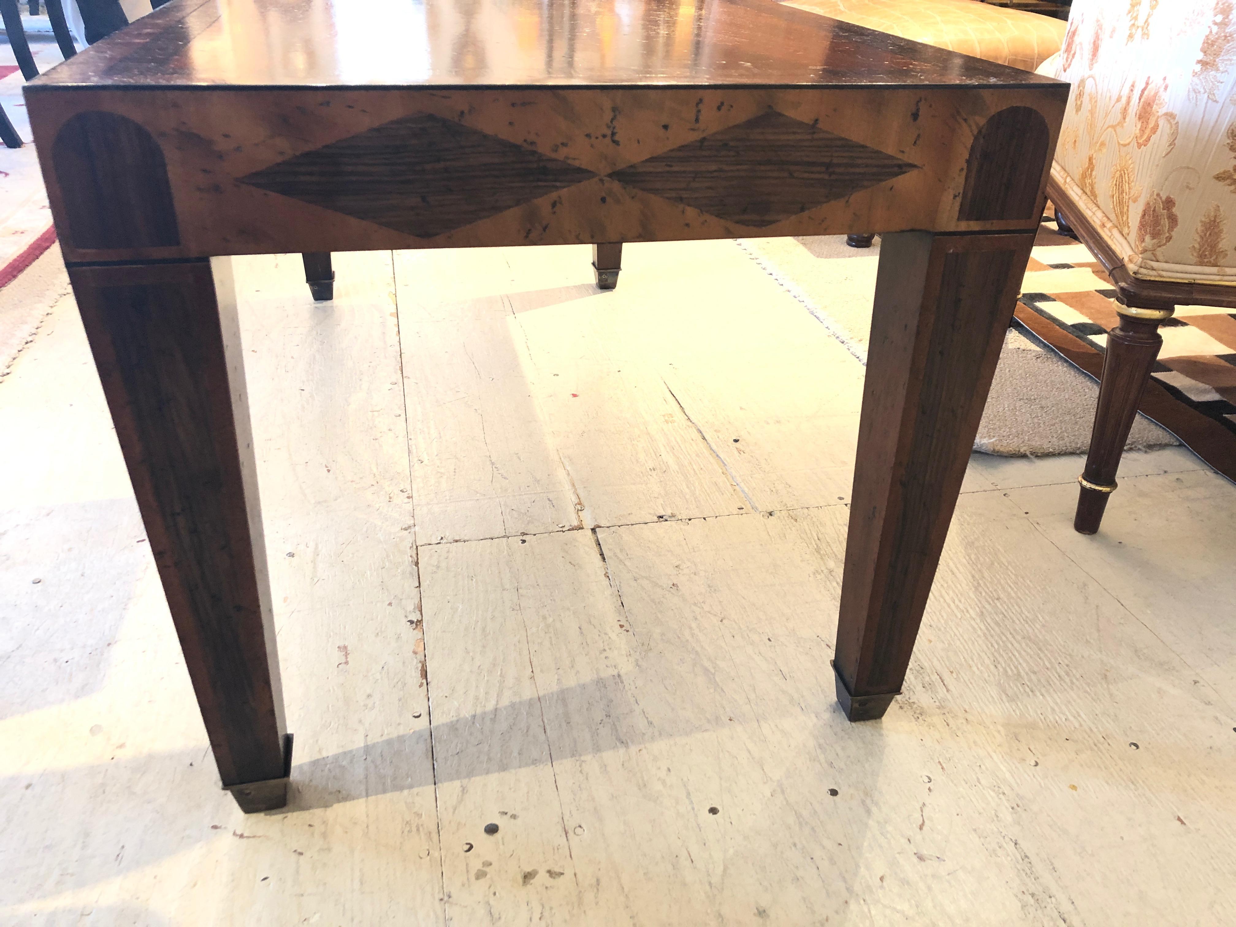 Italian Superb Crotch Mahogany and Inlaid Rectangular Coffee Table