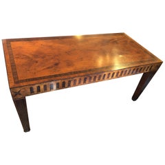 Vintage Superb Crotch Mahogany and Inlaid Rectangular Coffee Table