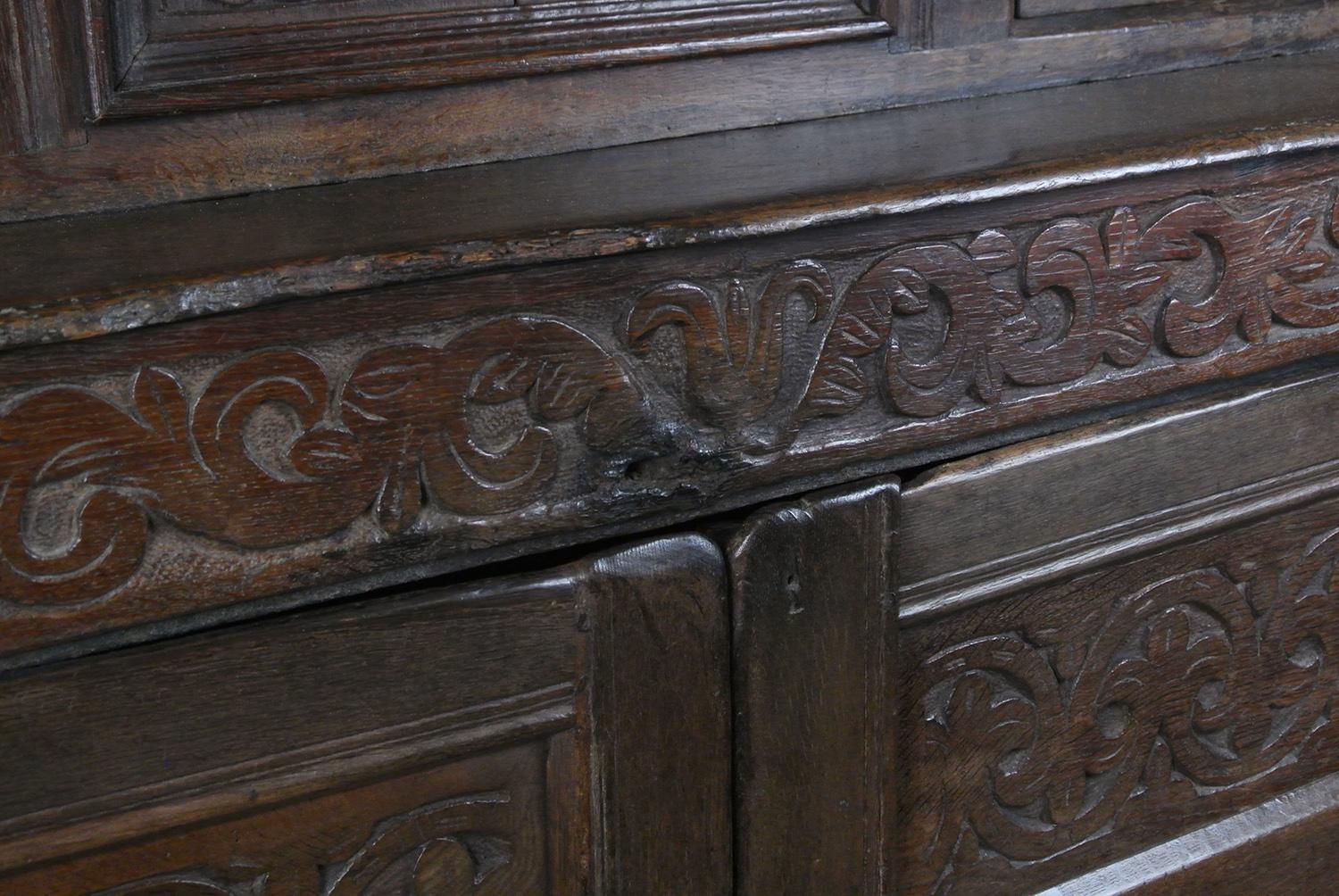Superb Initialled and Dated Charles II Oak Press Court Cupboard - Dated 1685 1